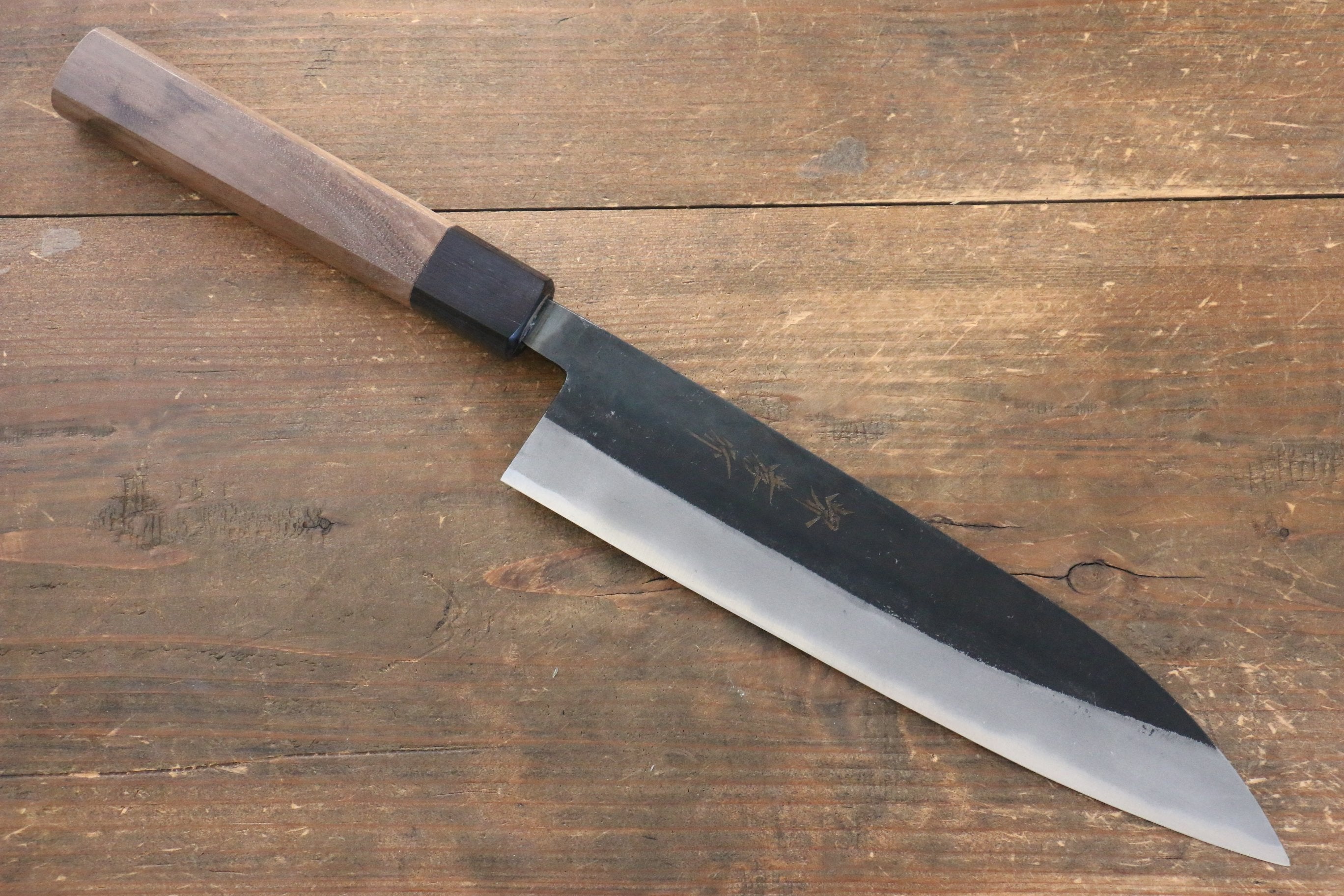 Sakai Takayuki Blue Steel No.2 Kurouchi Gyuto 210mm Walnut Handle - Japanny - Best Japanese Knife