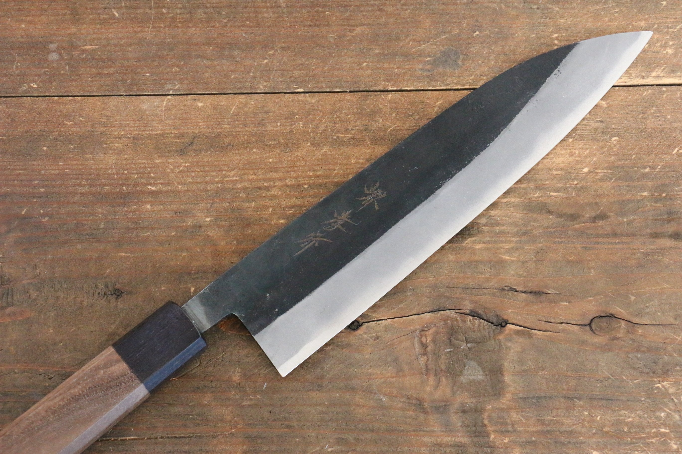 Sakai Takayuki Blue Steel No.2 Kurouchi Gyuto 210mm Walnut Handle - Japanny - Best Japanese Knife