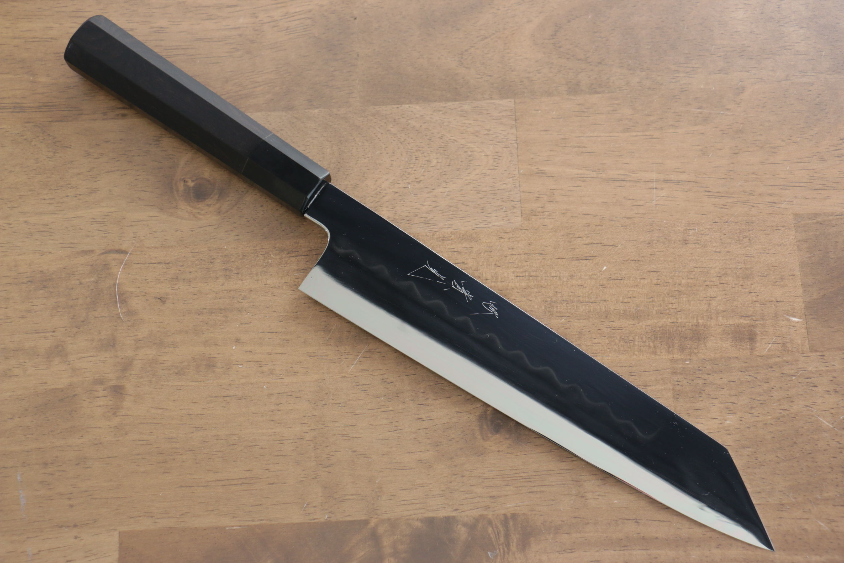 Jikko Honyaki White Steel No.3 Mirrored Finish Kiritsuke Gyuto 240mm Ebony Wood Handle - Japanny - Best Japanese Knife
