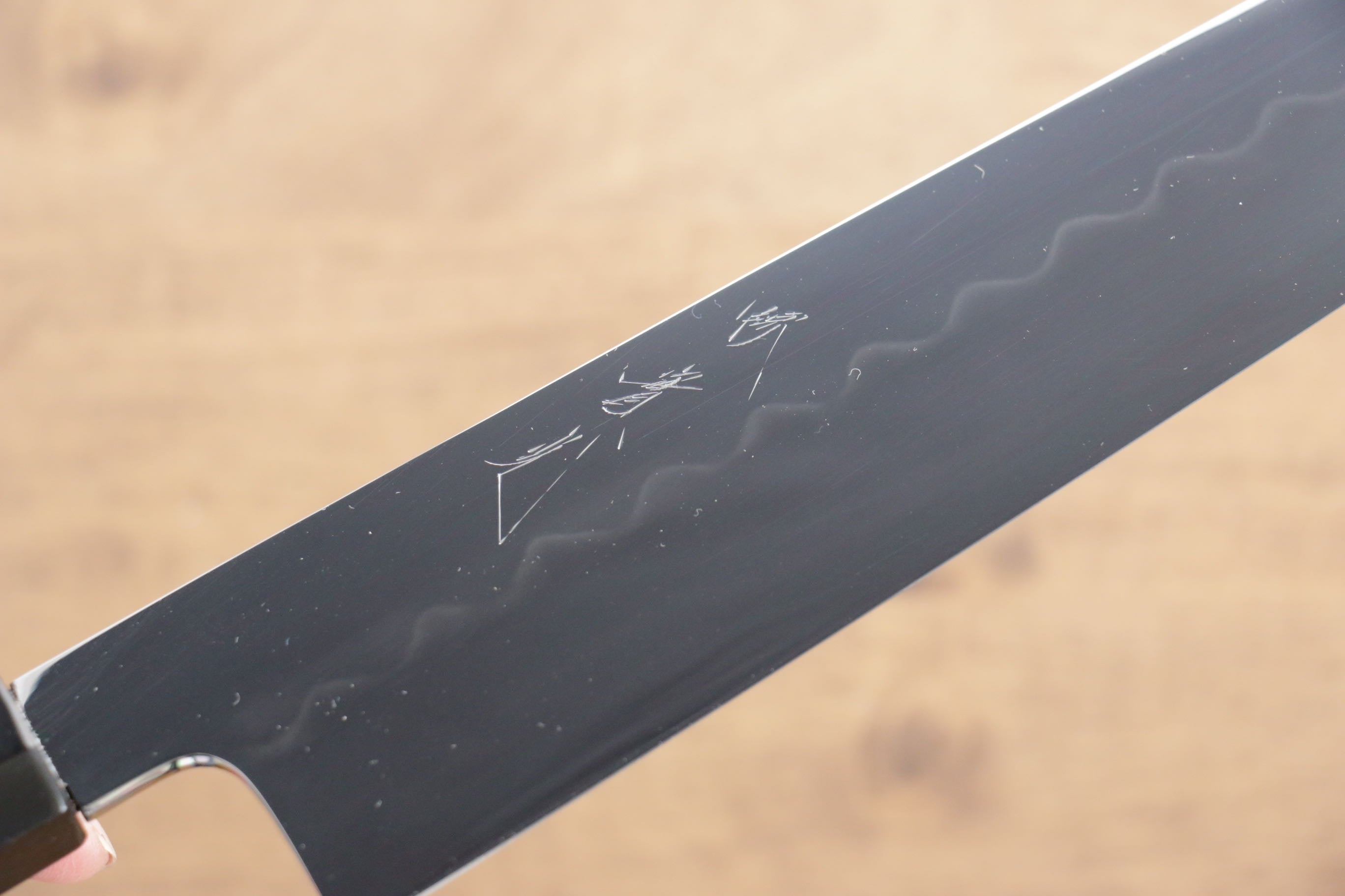 Jikko Honyaki White Steel No.3 Mirrored Finish Kiritsuke Gyuto 240mm Ebony Wood Handle - Japanny - Best Japanese Knife