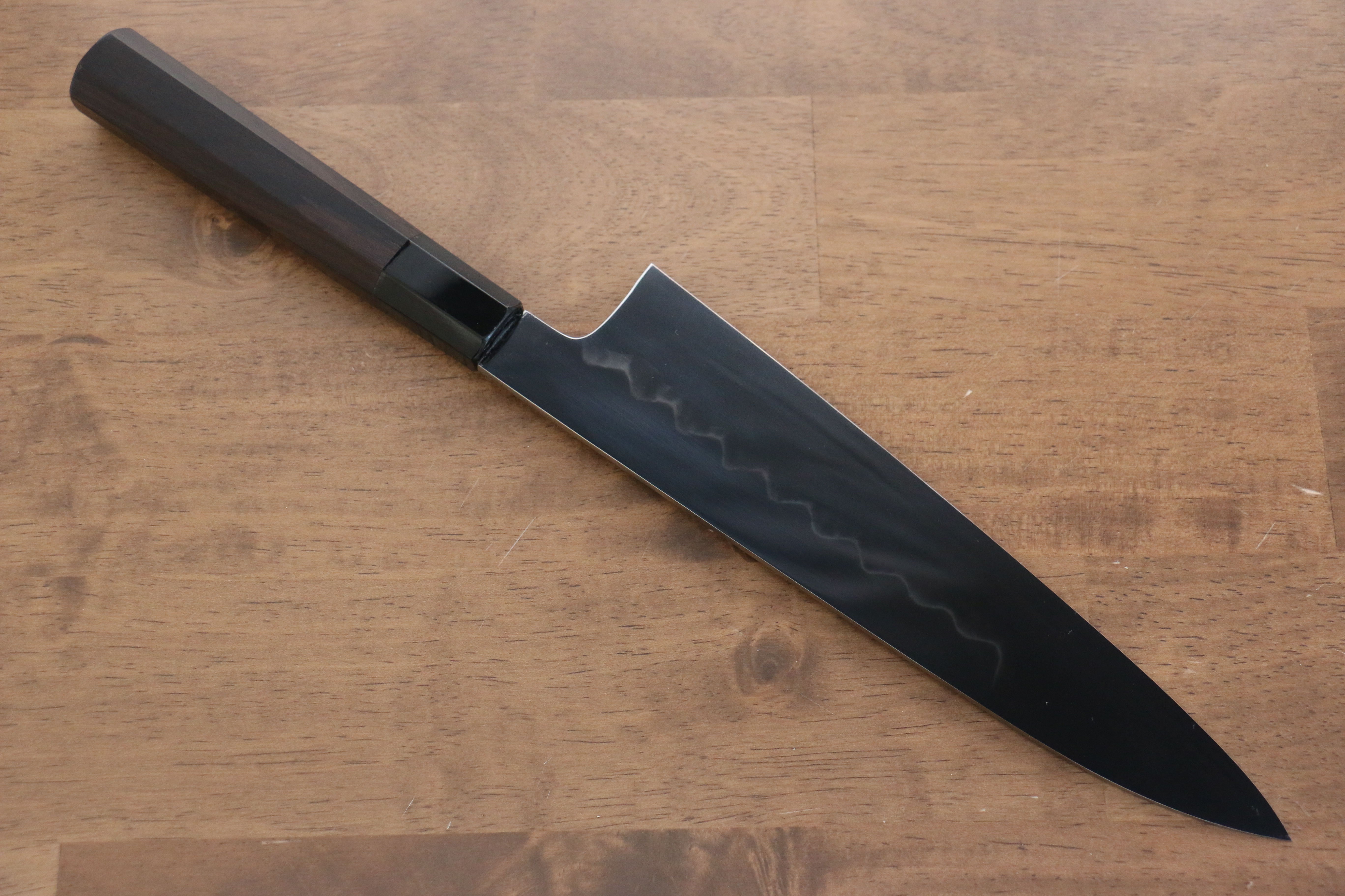 Jikko Honyaki White Steel No.3 Mirrored Finish Gyuto 210mm Ebony Wood Handle - Japanny - Best Japanese Knife