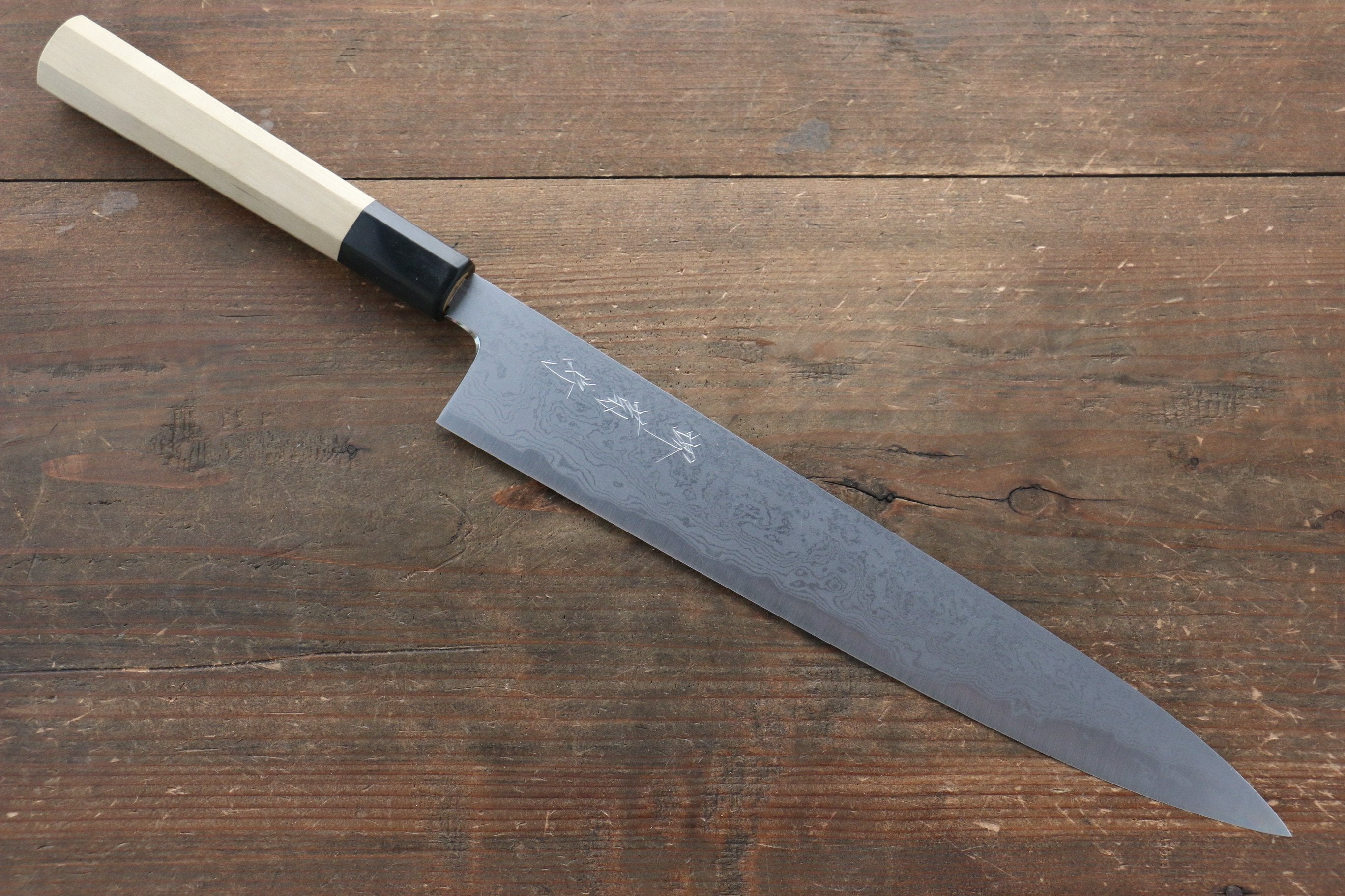 Kikumori Blue Steel No.1 Damascus Sujihiki 270mm with Magnolia Handle - Japanny - Best Japanese Knife