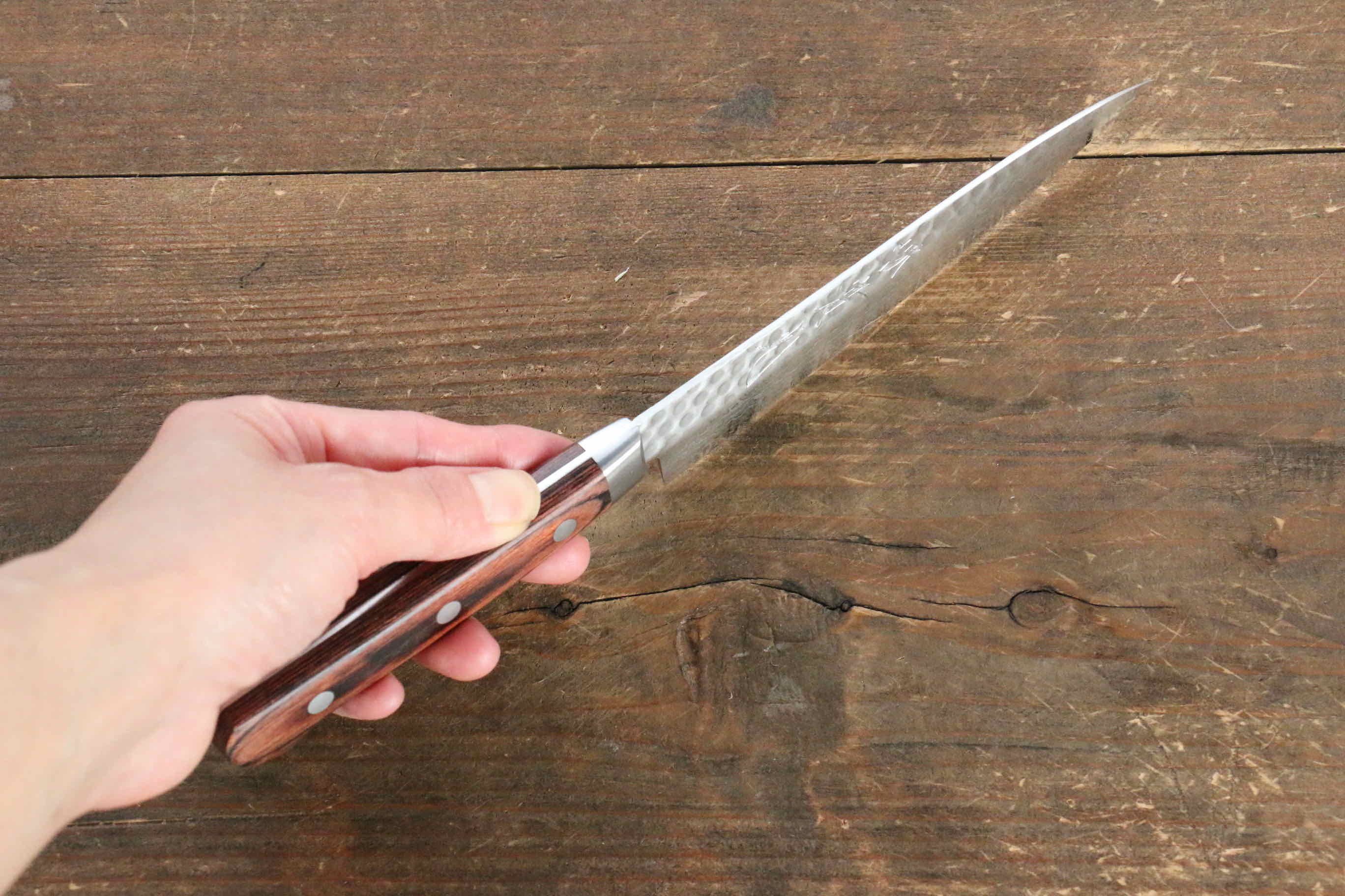 Jikko VG10 17 Layer Petty-Utility 135mm Mahogany Handle - Japanny - Best Japanese Knife