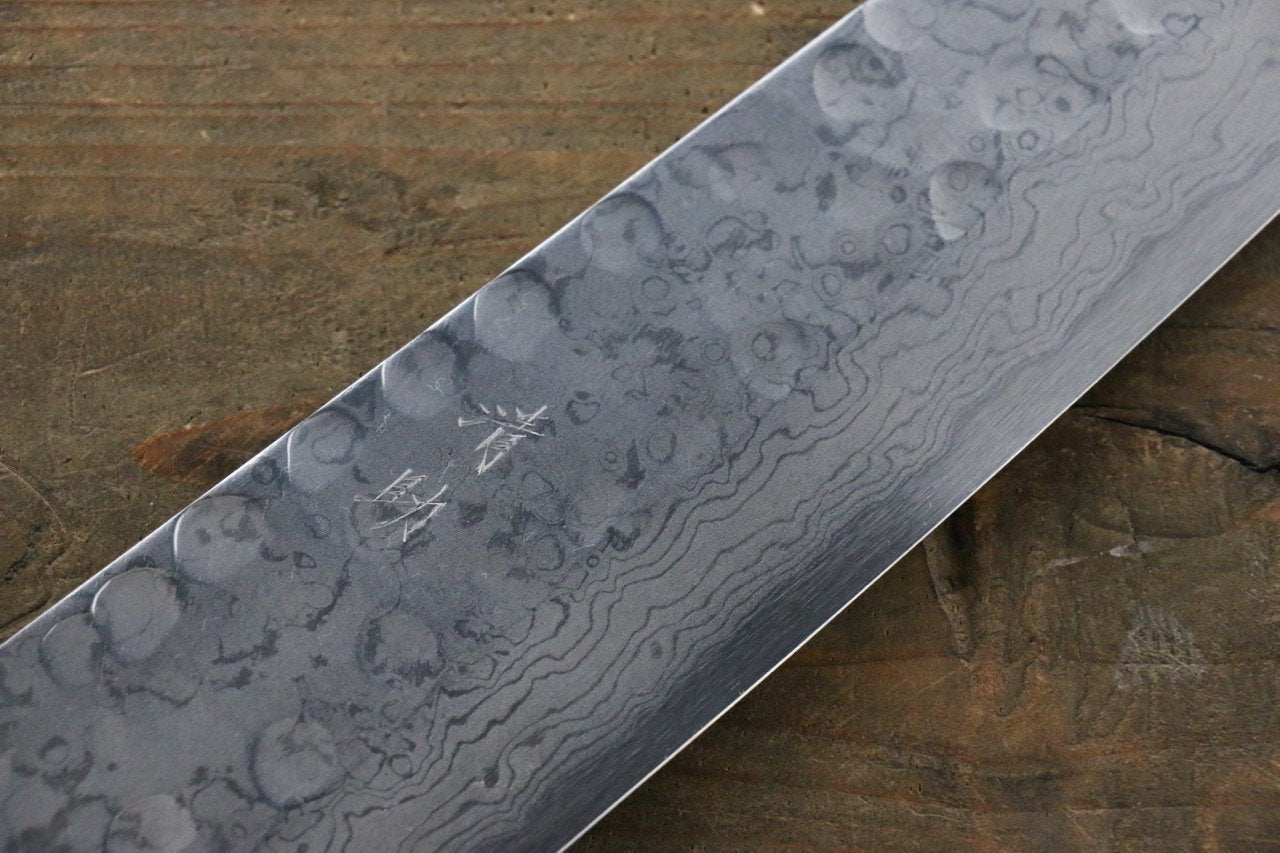 Seisuke Blue Steel No.2 Hammered Damascus Gyuto 240mm Shitan Handle - Japanny - Best Japanese Knife