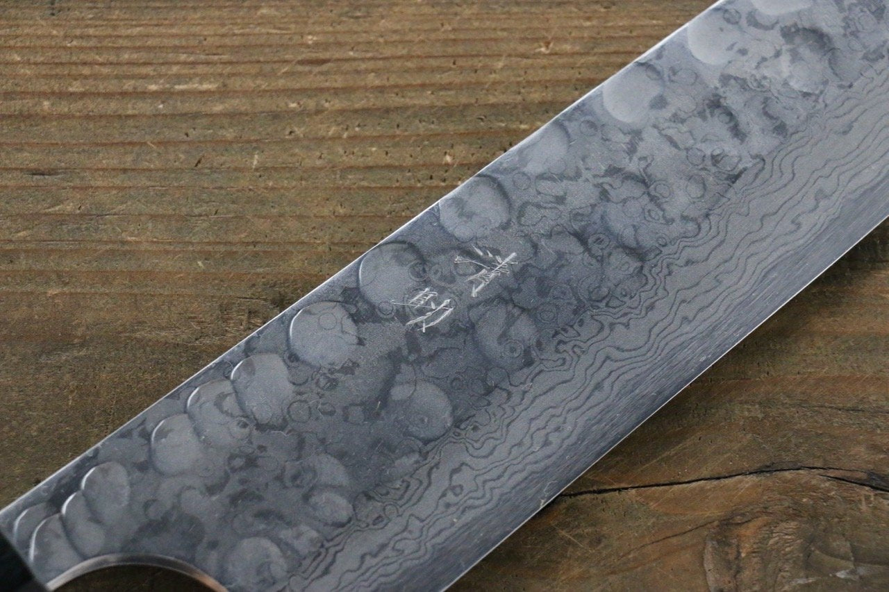 Seisuke Blue Steel No.2 Hammered Damascus Gyuto 210mm Shitan Handle - Japanny - Best Japanese Knife