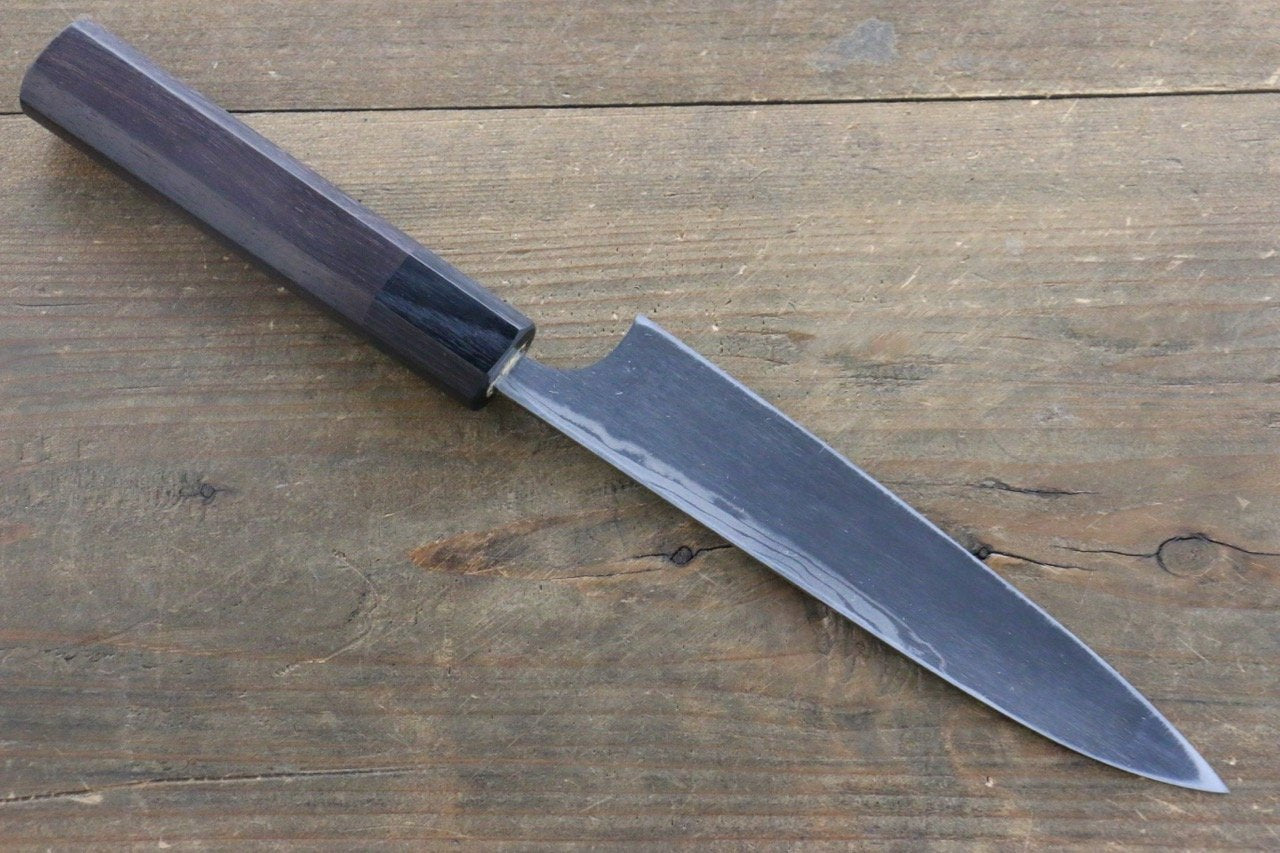 Seisuke Blue Steel No.2 Hammered Damascus Petty-Utility 150mm Shitan Handle - Japanny - Best Japanese Knife