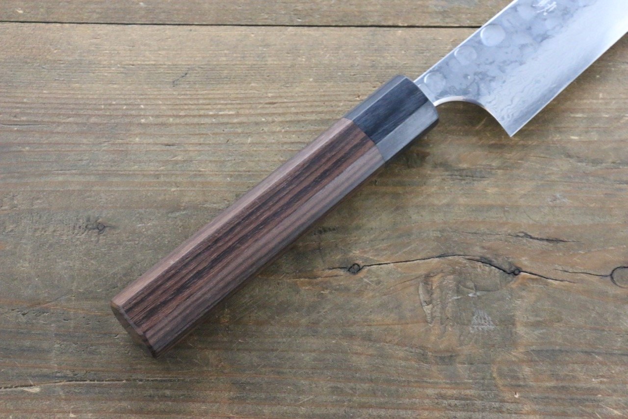 Seisuke Blue Steel No.2 Hammered Damascus Yanagiba 270mm Shitan Handle - Japanny - Best Japanese Knife