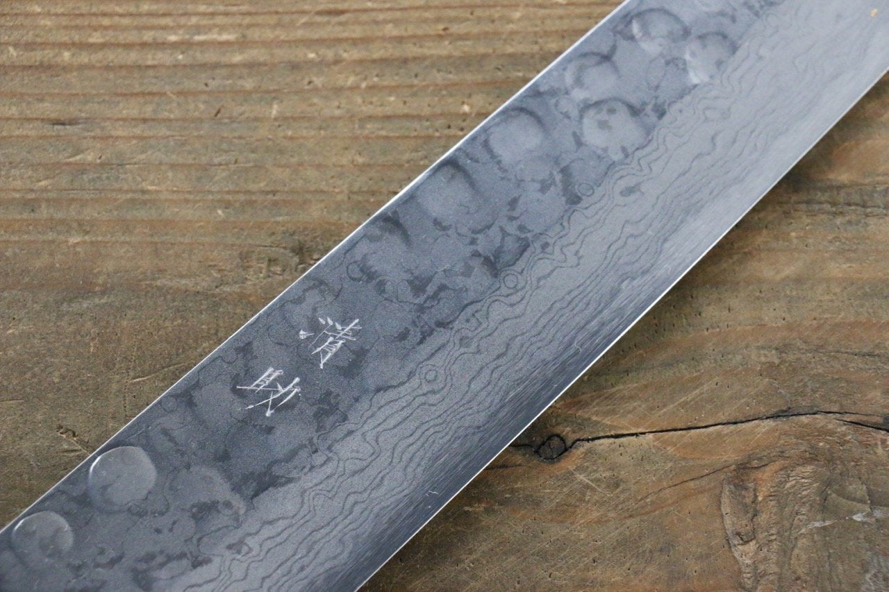 Seisuke Blue Steel No.2 Hammered Damascus Yanagiba 270mm Shitan Handle - Japanny - Best Japanese Knife