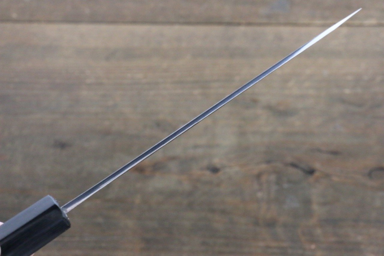 Seisuke Blue Steel No.2 Hammered Kurouchi Petty-Utility 150mm Shitan Handle - Japanny - Best Japanese Knife