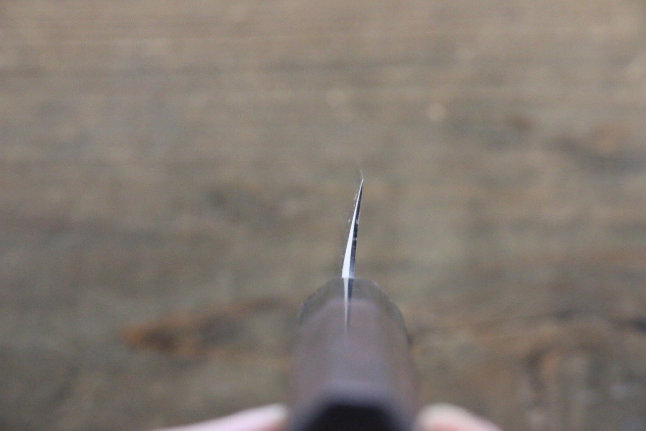 Seisuke Blue Steel No.2 Hammered Kurouchi Petty-Utility 150mm Shitan Handle - Japanny - Best Japanese Knife