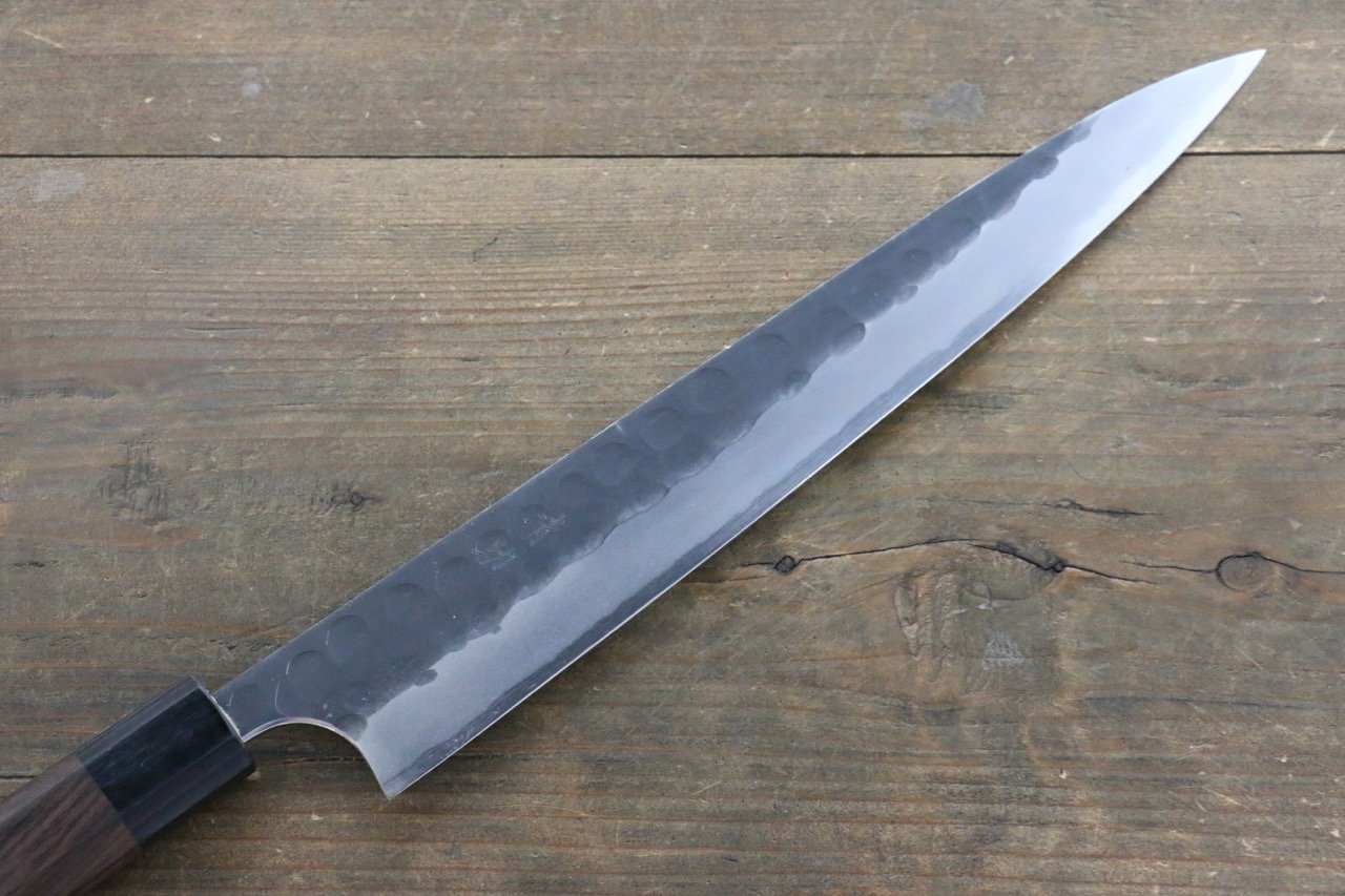 Seisuke Blue Steel No.2 Hammered Kurouchi Yanagiba 270mm Shitan Handle - Japanny - Best Japanese Knife