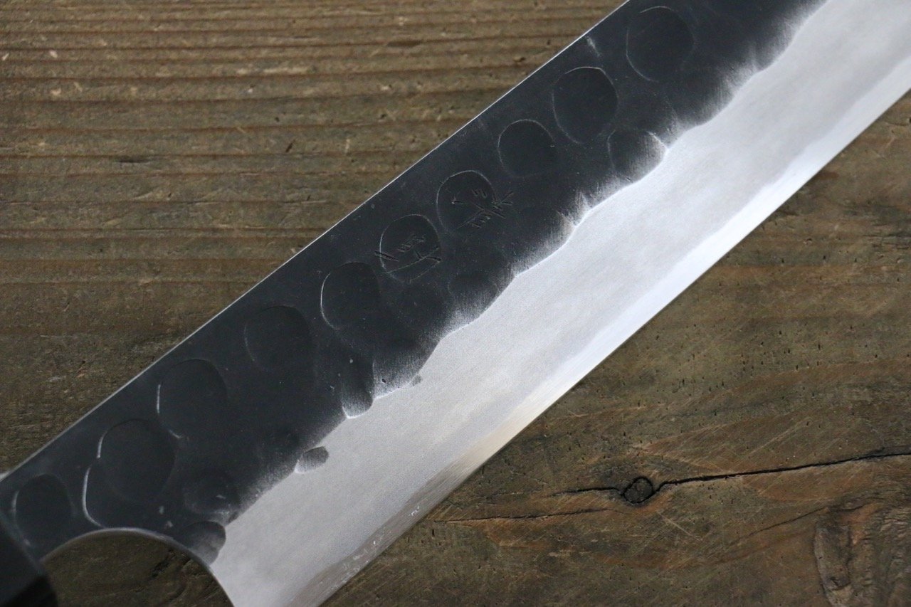 Seisuke Blue Steel No.2 Hammered Kurouchi Yanagiba 270mm Shitan Handle - Japanny - Best Japanese Knife