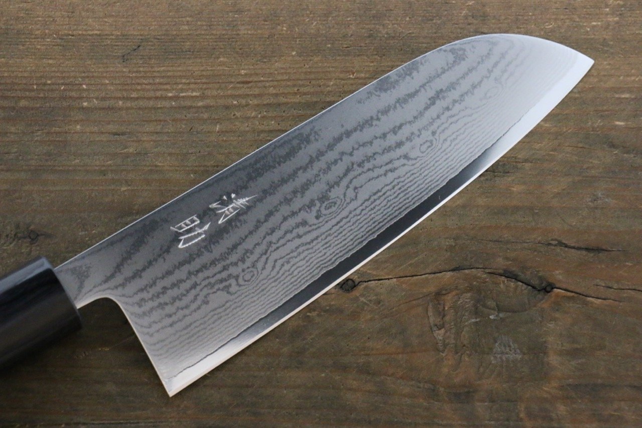 Seisuke VG10 63 Layer Damascus Santoku 165mm Shitan Handle - Japanny - Best Japanese Knife