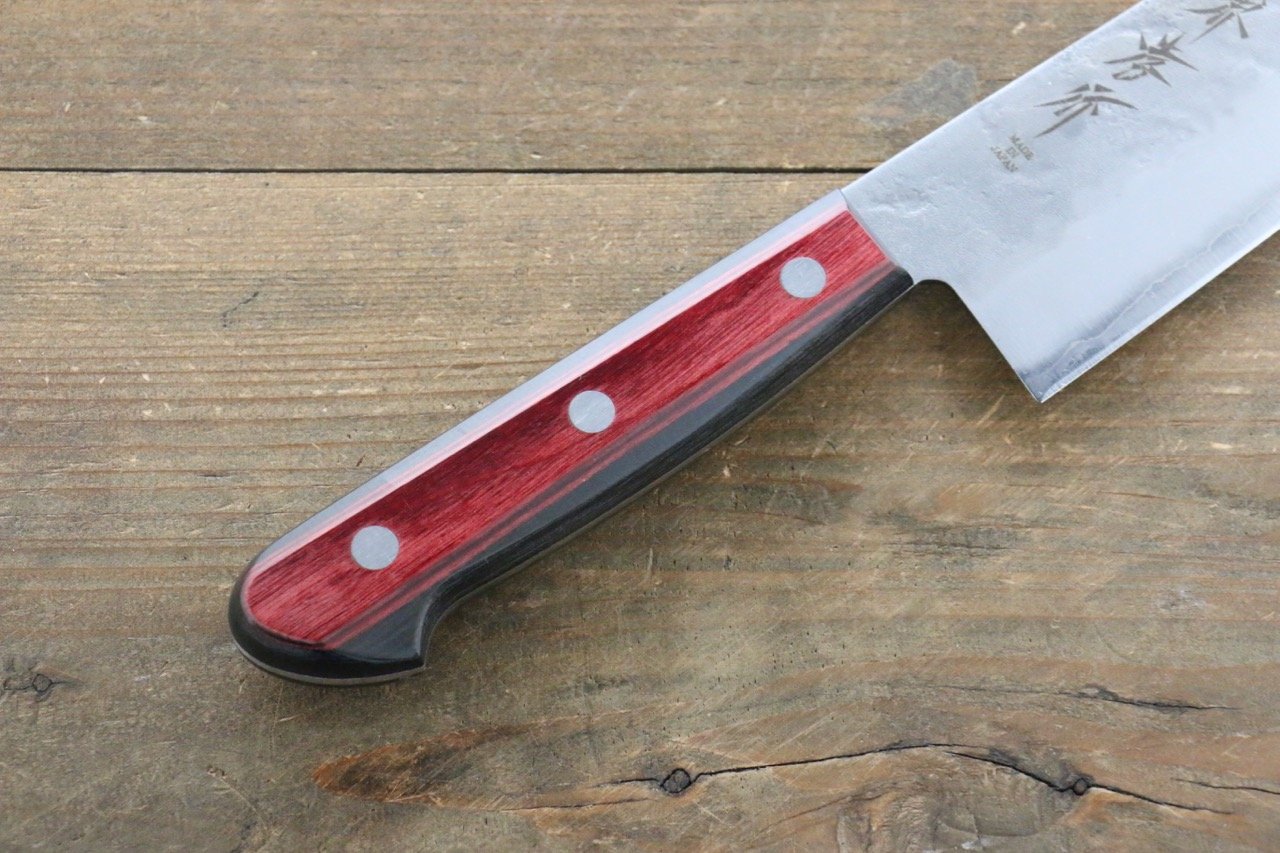 Sakai Takayuki Silver Steel No.3 Santoku 180mm Red Pakka wood Handle - Japanny - Best Japanese Knife