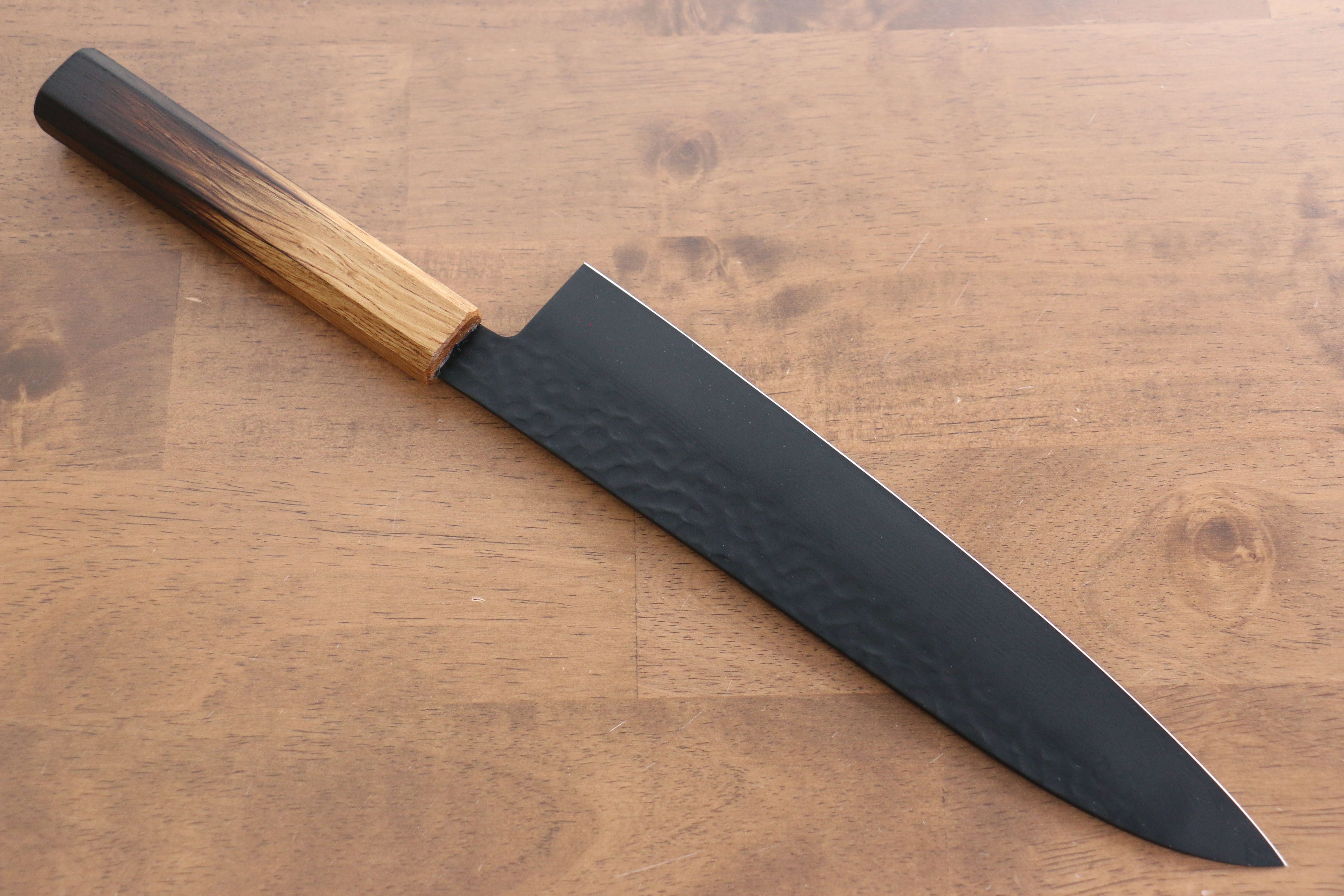 Sakai Takayuki Kurokage VG10 Hammered Teflon Coating Gyuto 240mm Burnt Oak Handle - Japanny - Best Japanese Knife