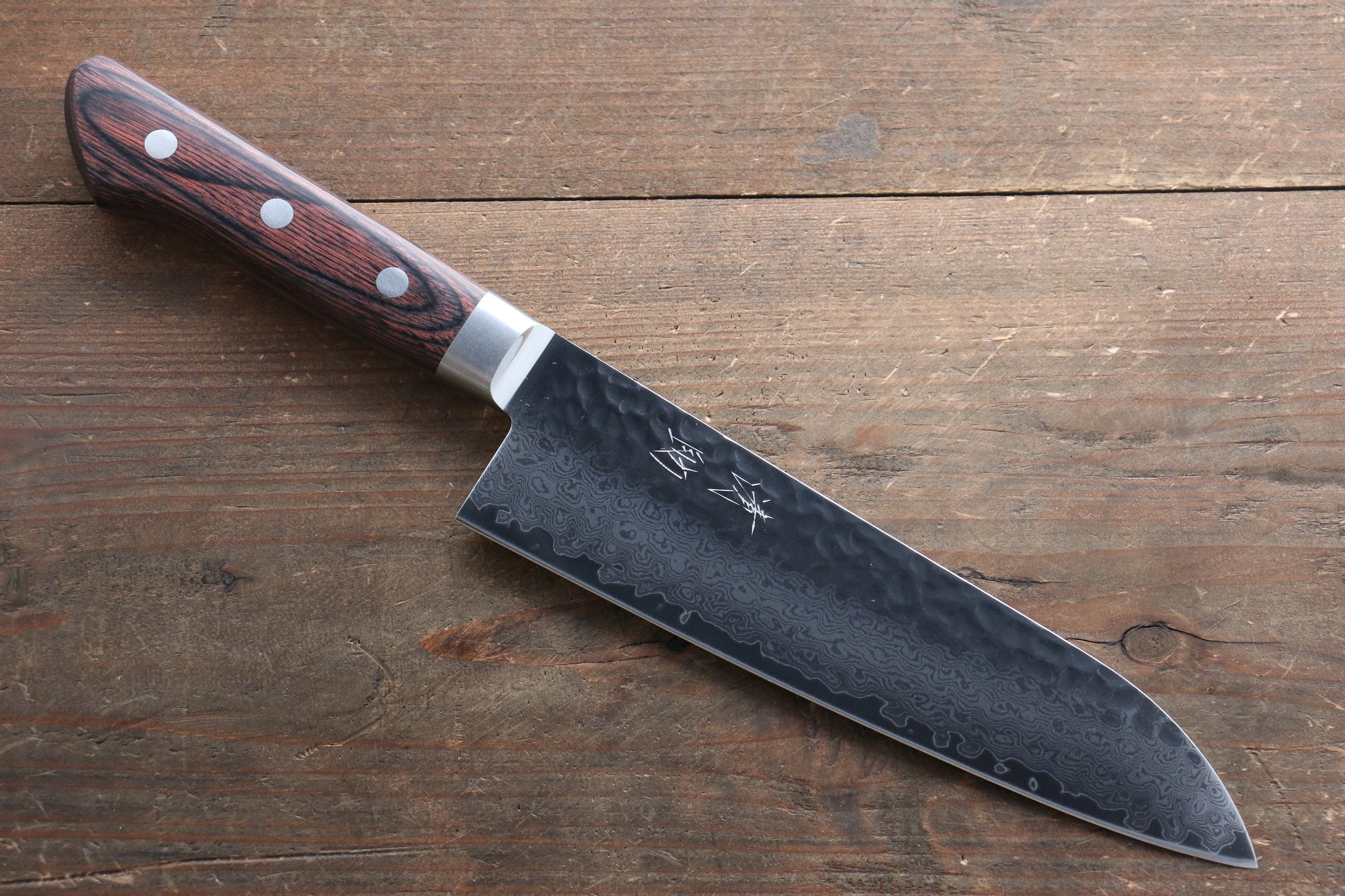 Seisuke VG10 33 Layer Damascus Santoku 180mm Mahogany Handle with Sheath - Japanny - Best Japanese Knife