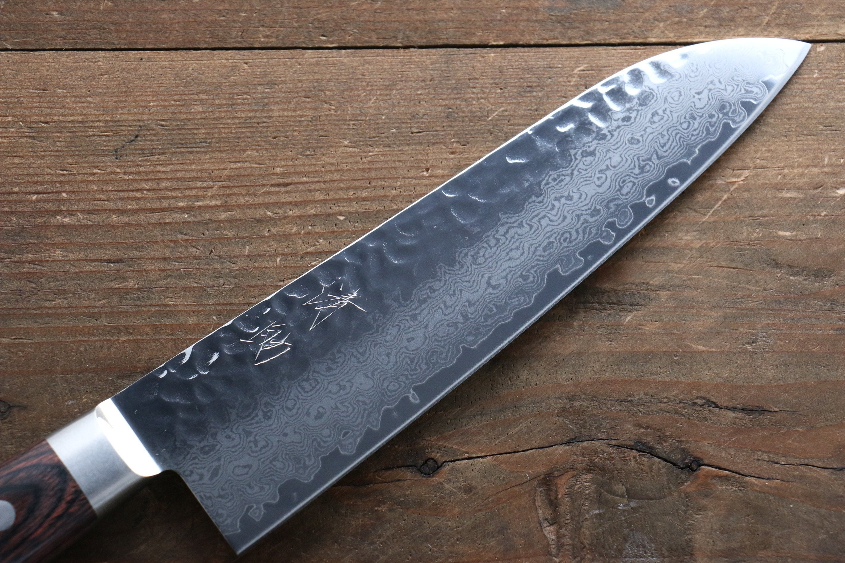 Seisuke VG10 33 Layer Damascus Santoku 180mm Mahogany Handle with Sheath - Japanny - Best Japanese Knife