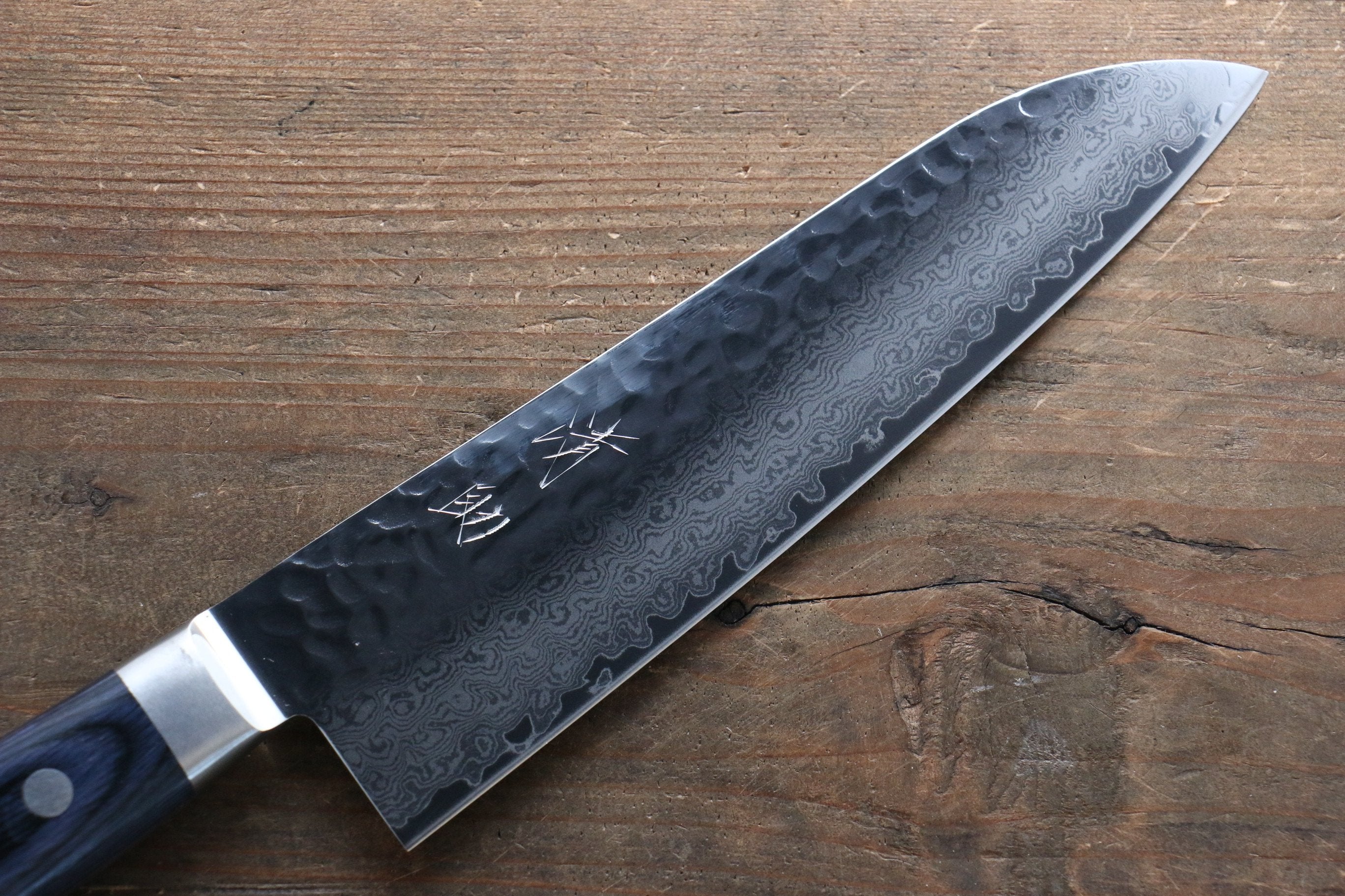 Seisuke Seiun VG10 33 Layer Damascus Santoku 180mm Blue Pakka wood Handle with Sheath - Japanny - Best Japanese Knife