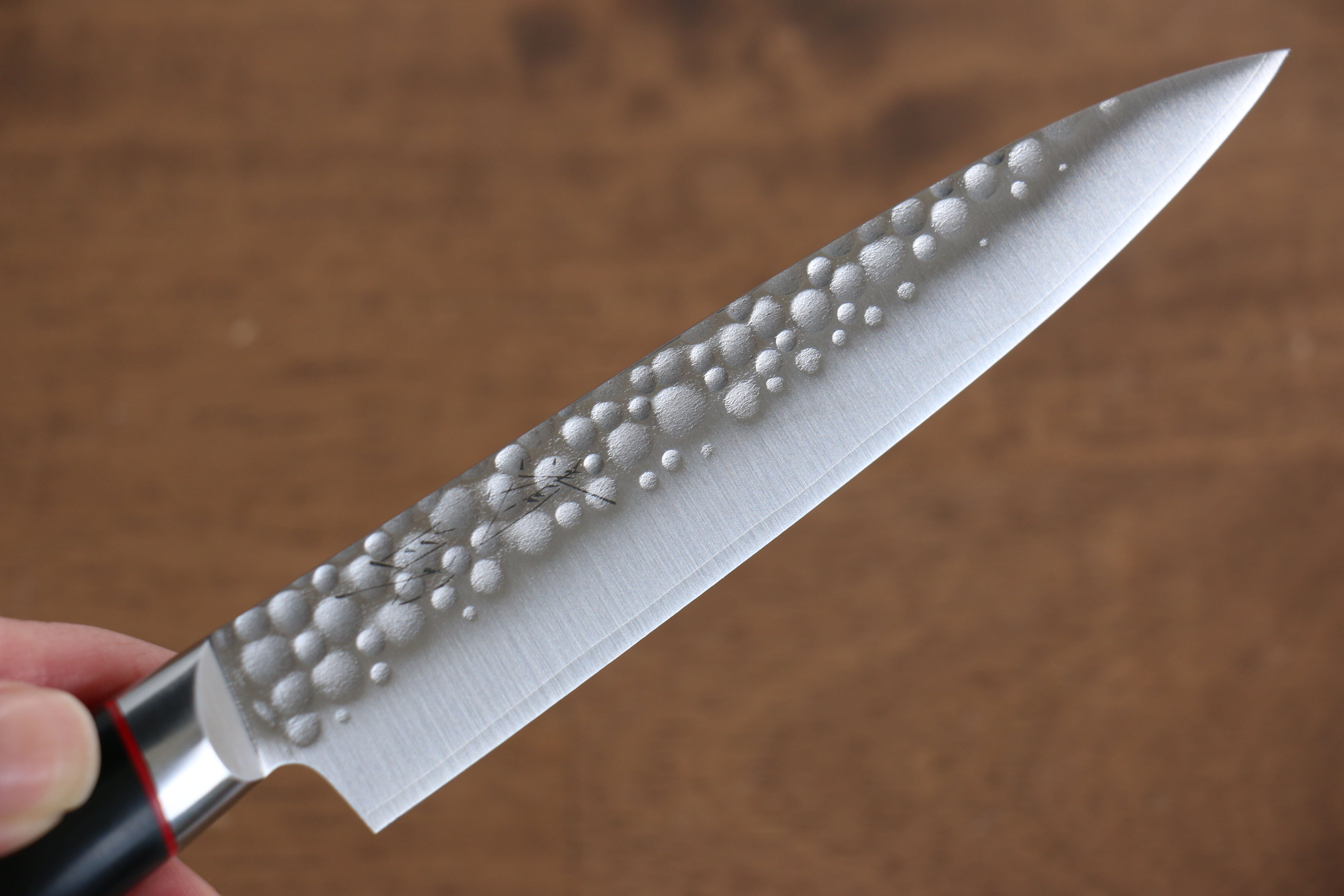 Seisuke PRO-J VG10 Hammered Petty-Utility 120mm Black Micarta Handle - Japanny - Best Japanese Knife