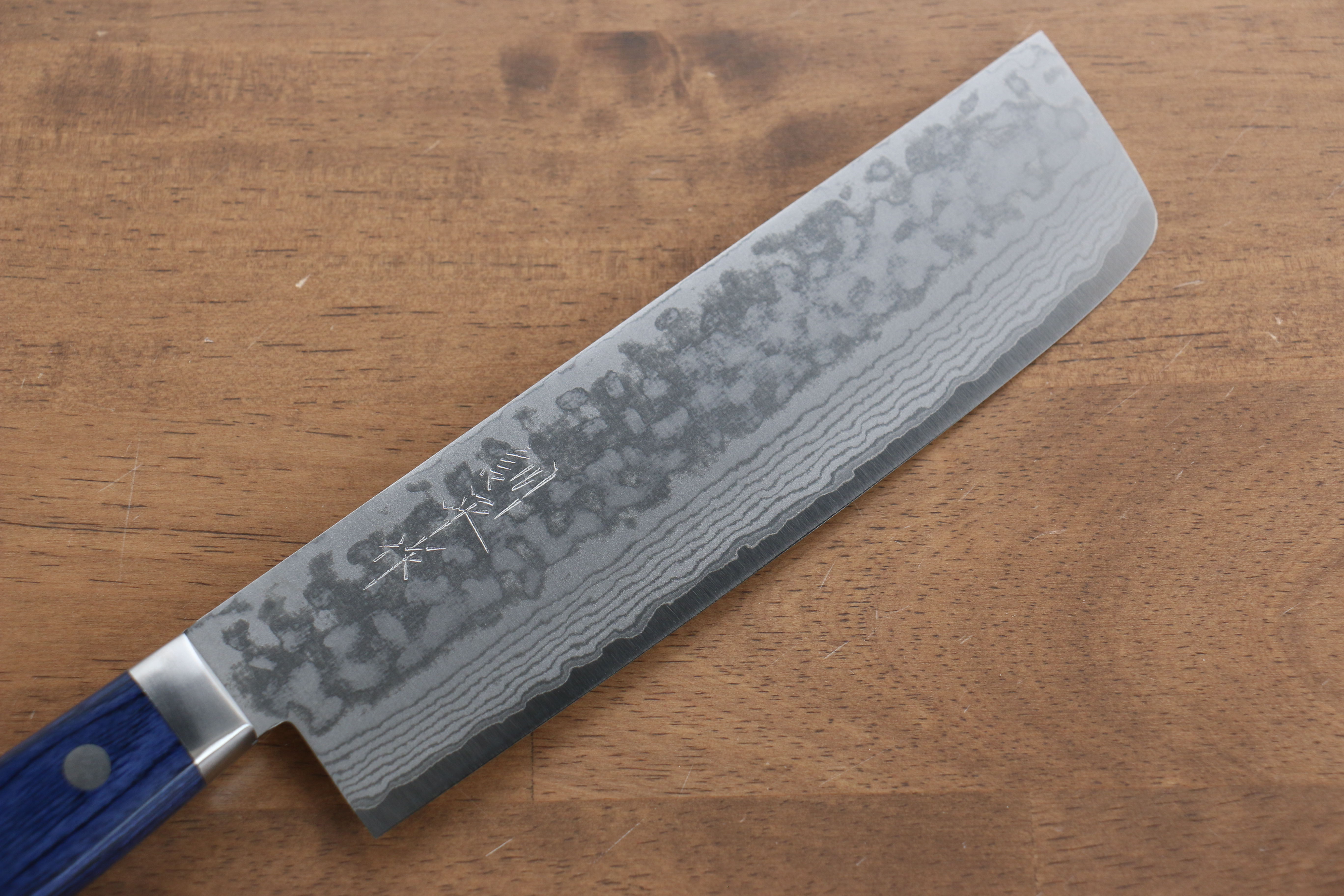 Kunihira Sairyu VG10 Damascus Usuba 165mm Blue Pakka wood Handle - Japanny - Best Japanese Knife