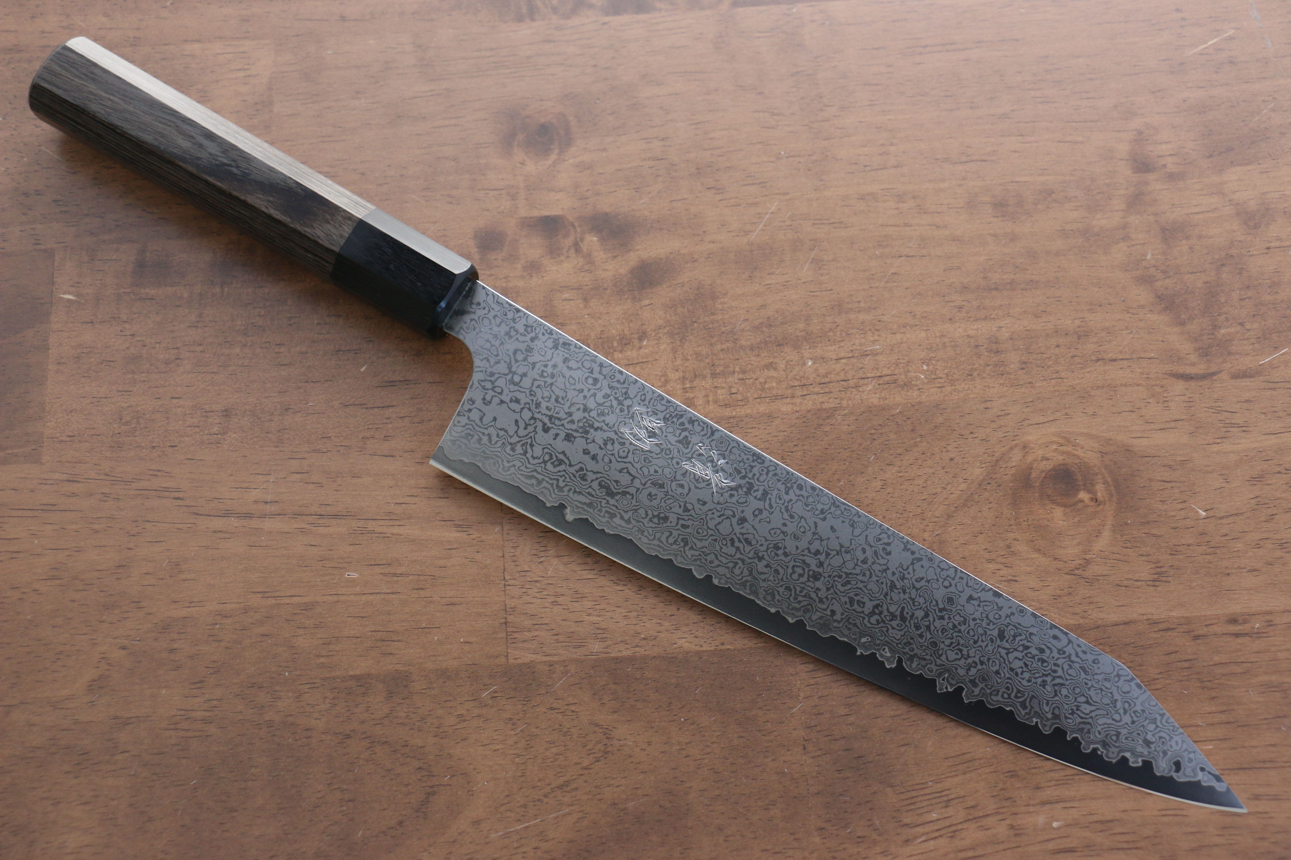 Seisuke VG10 33 Layer Damascus Kiritsuke Gyuto 240mm Gray Pakka wood Handle - Japanny - Best Japanese Knife
