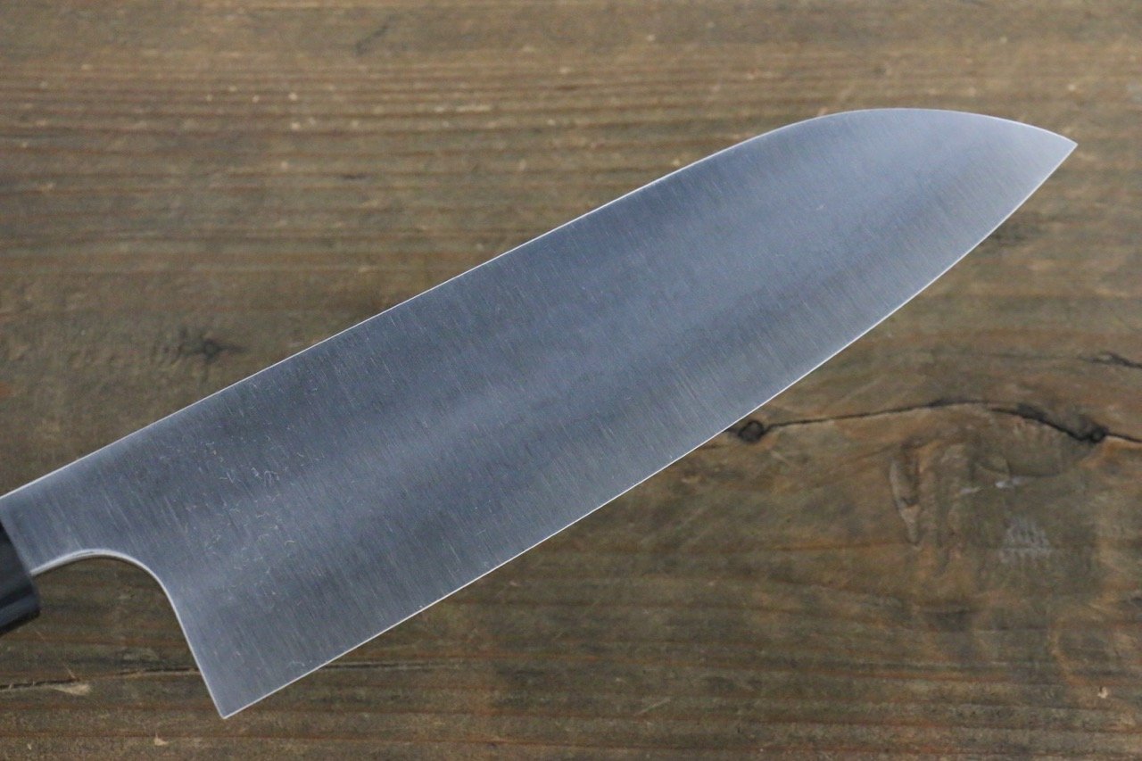 Shungo Ogata White Steel No.2 Damascus Santoku 165mm Shitan Handle - Japanny - Best Japanese Knife