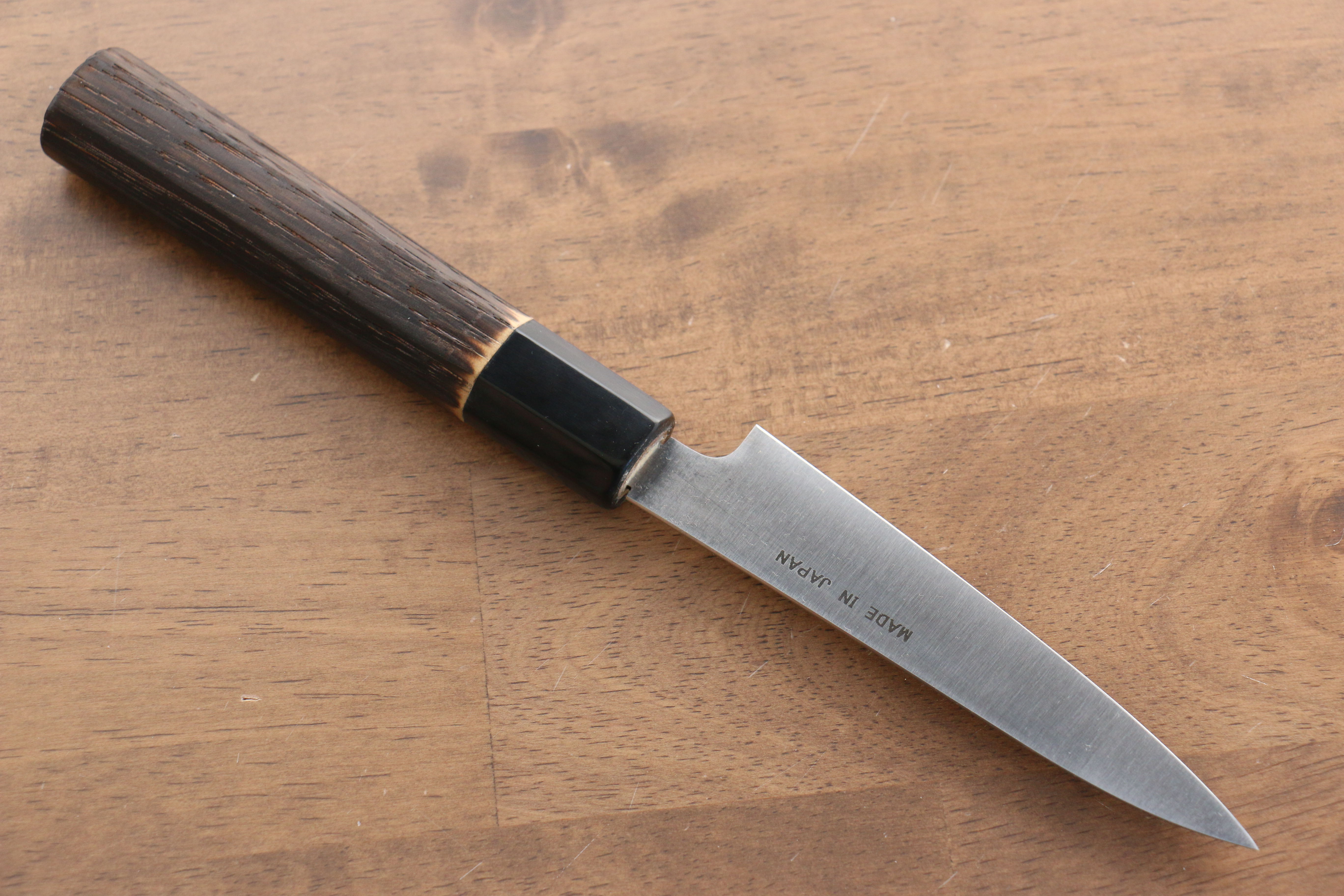 Seisuke Swedish Steel-stn Petty-Utility 120mm Burnt Chestnut Handle - Japanny - Best Japanese Knife