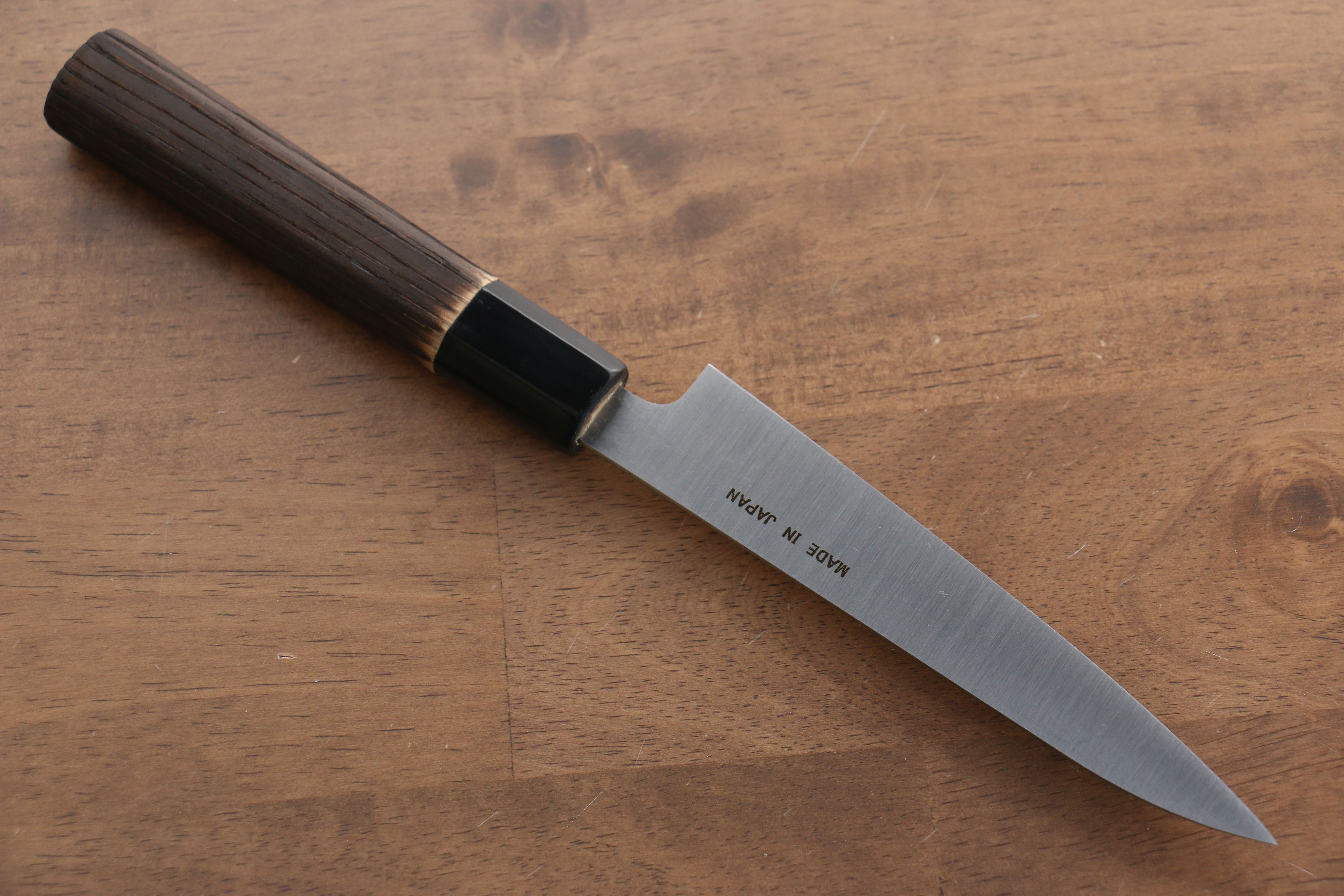 Seisuke Swedish Steel-stn Petty-Utility 150mm Burnt Chestnut Handle - Japanny - Best Japanese Knife