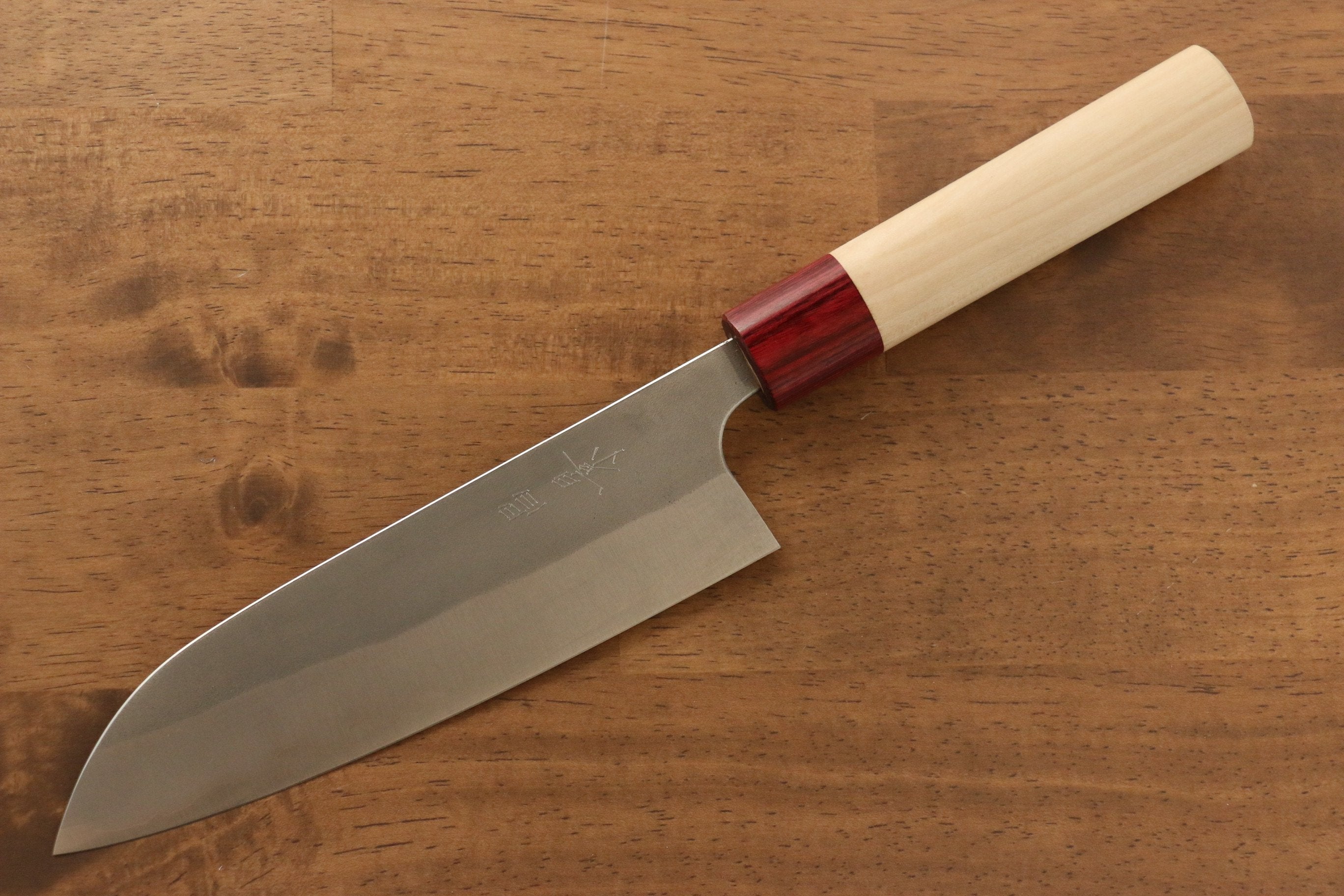Masakage Yuki White Steel No.2 Nashiji Santoku 165mm Magnolia Handle - Japanny - Best Japanese Knife