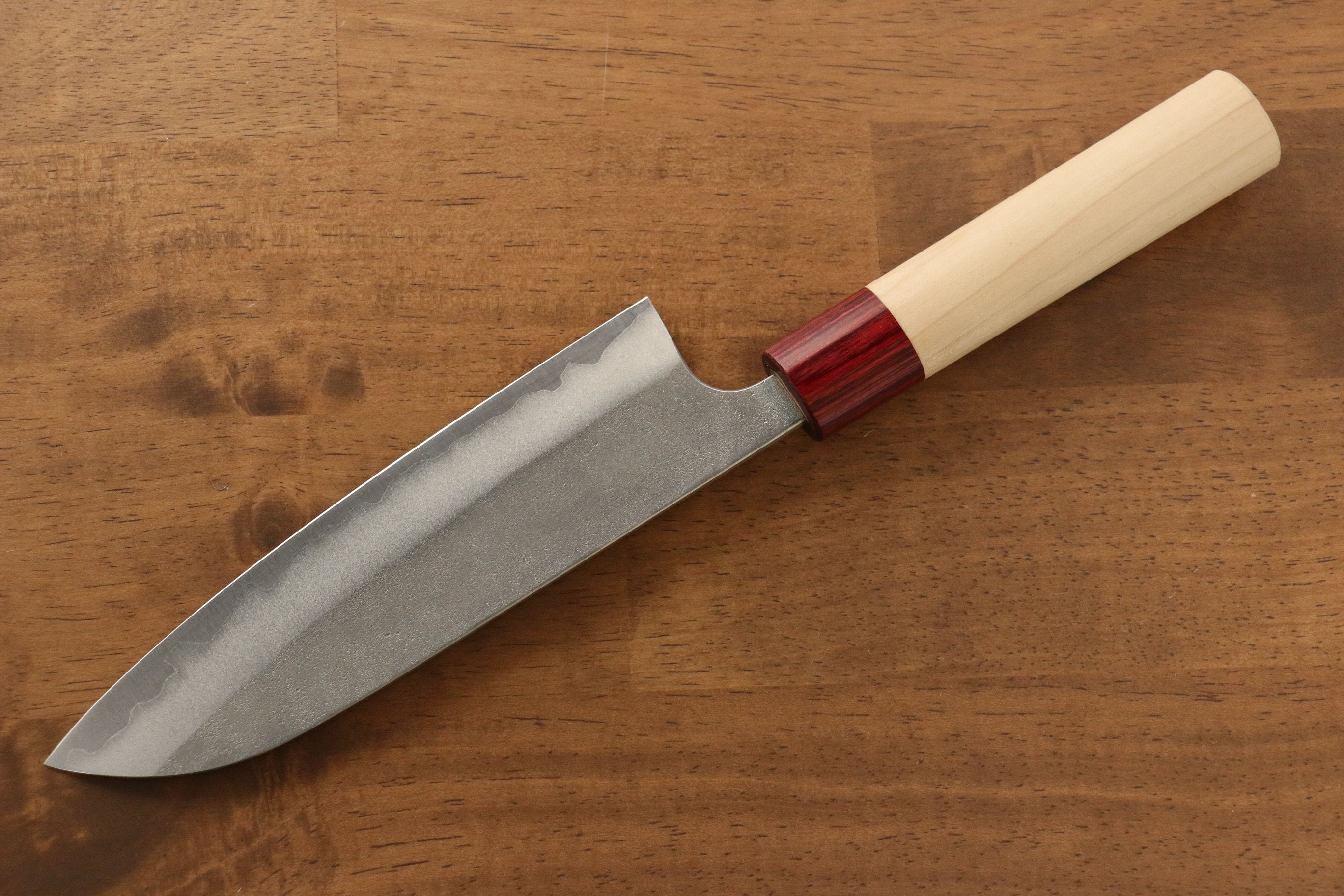 Masakage Yuki White Steel No.2 Nashiji Santoku 165mm Magnolia Handle - Japanny - Best Japanese Knife