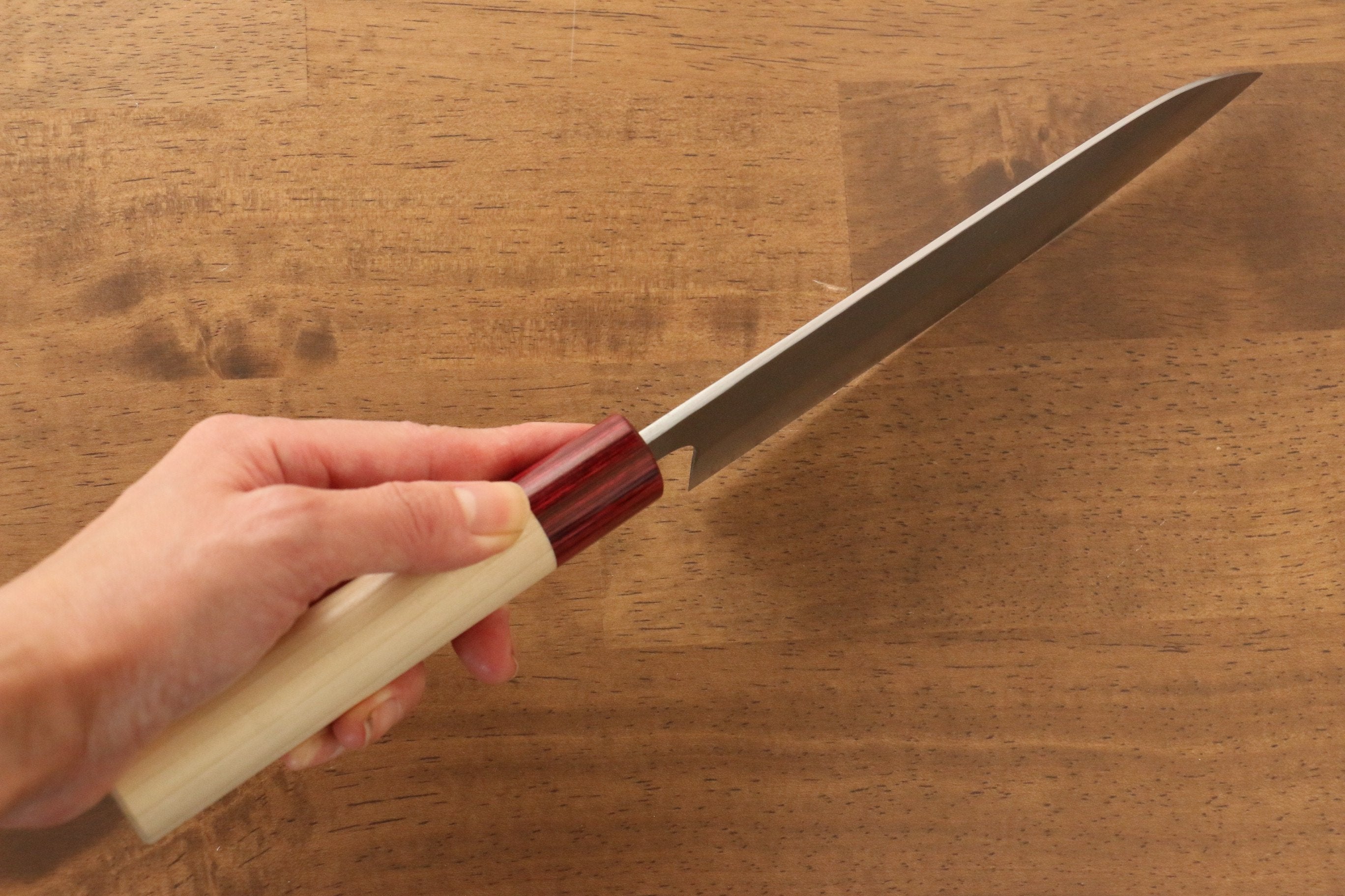 Masakage Yuki White Steel No.2 Nashiji Santoku 165mm Magnolia Handle - Japanny - Best Japanese Knife