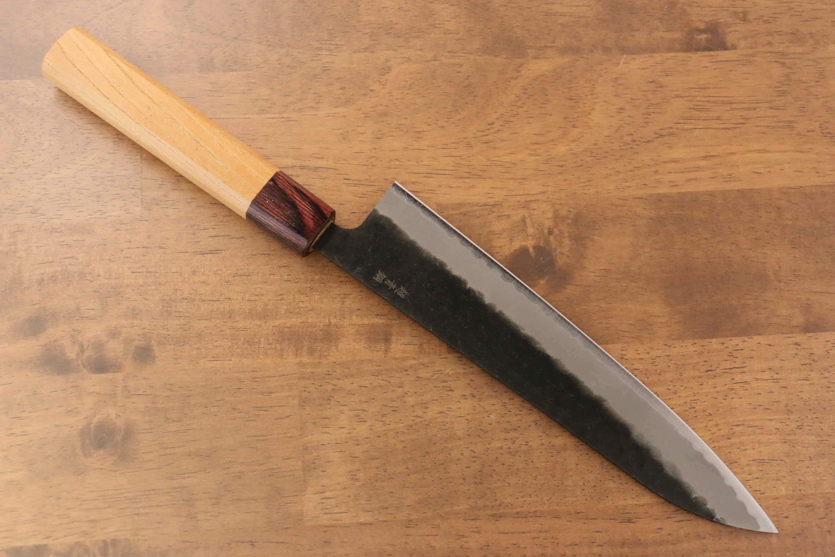 Sakai Takayuki Blue Super Hammered Black Finished Gyuto 210mm - Japanny - Best Japanese Knife