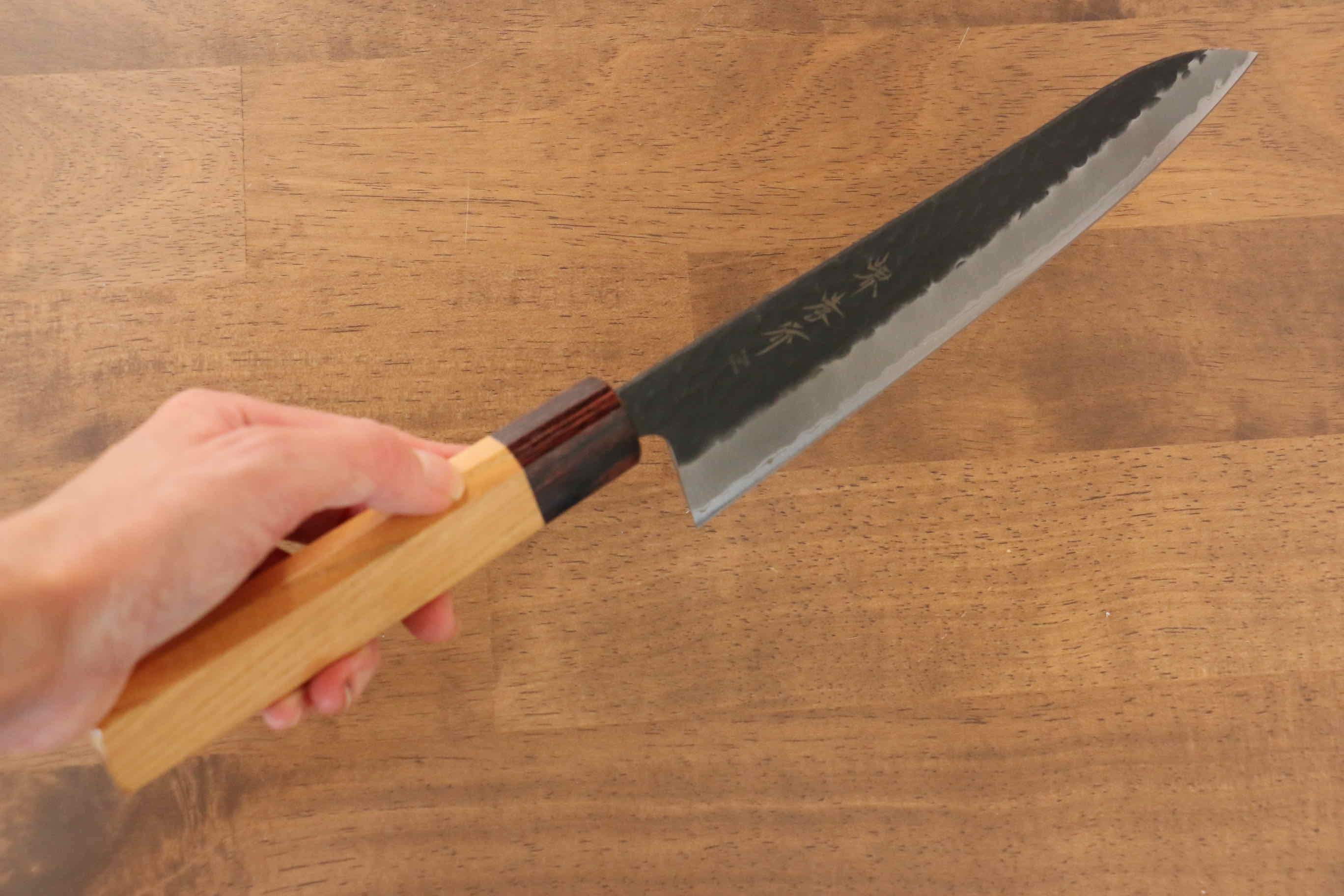 Sakai Takayuki Blue Super Hammered Black Finished Gyuto 210mm - Japanny - Best Japanese Knife