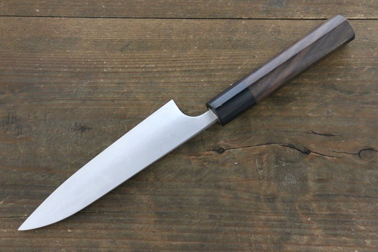 Shungo Ogata White Steel No.2 Damascus Petty-Utility 135mm Shitan Handle - Japanny - Best Japanese Knife