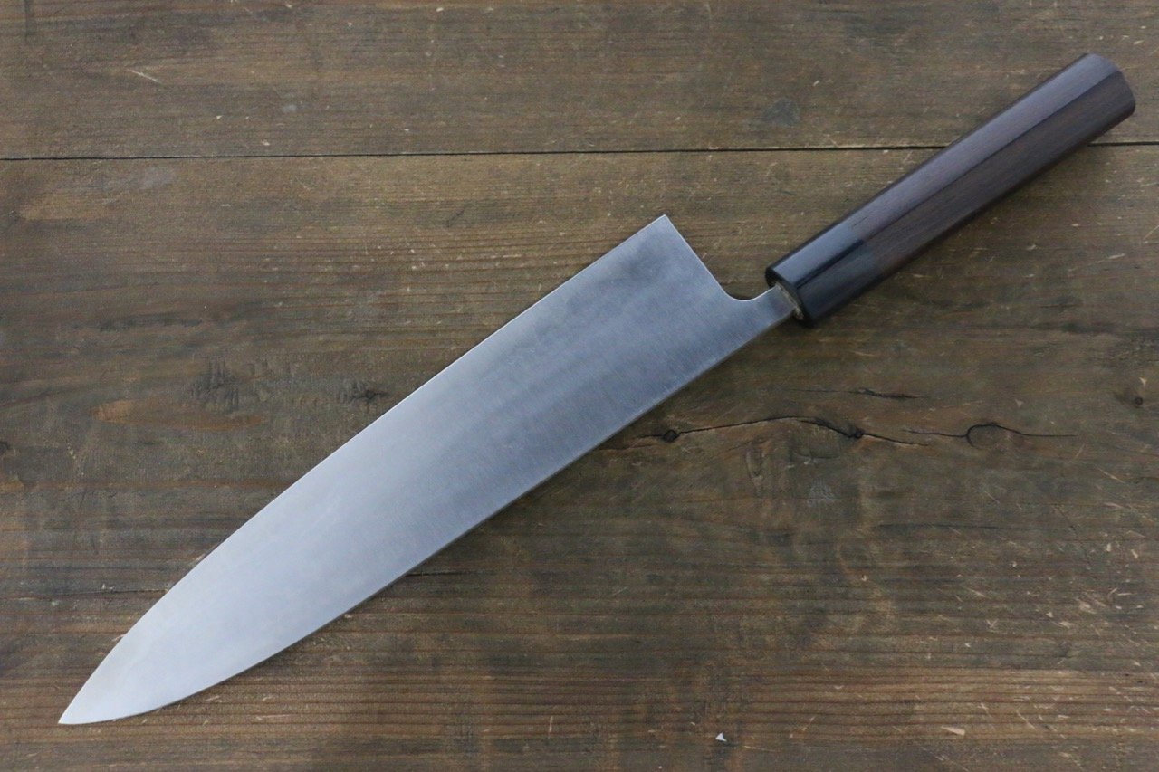Shungo Ogata White Steel No.2 Damascus Gyuto 240mm Shitan Handle - Japanny - Best Japanese Knife