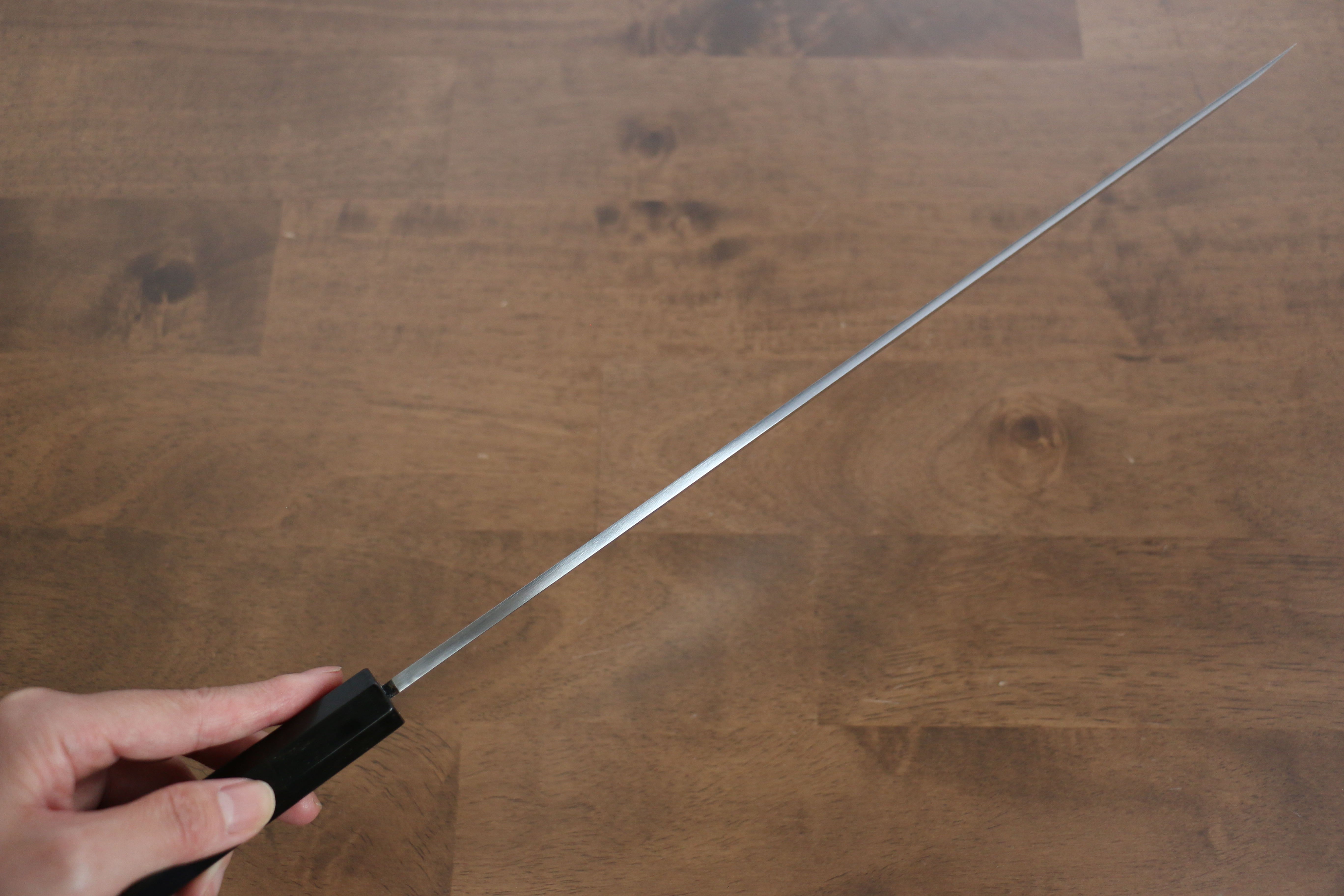 Sakai Takayuki Zangetsu White Steel No.1 Sakimaru Yanagiba 330mm Ebony Wood Handle with Sheath - Japanny - Best Japanese Knife