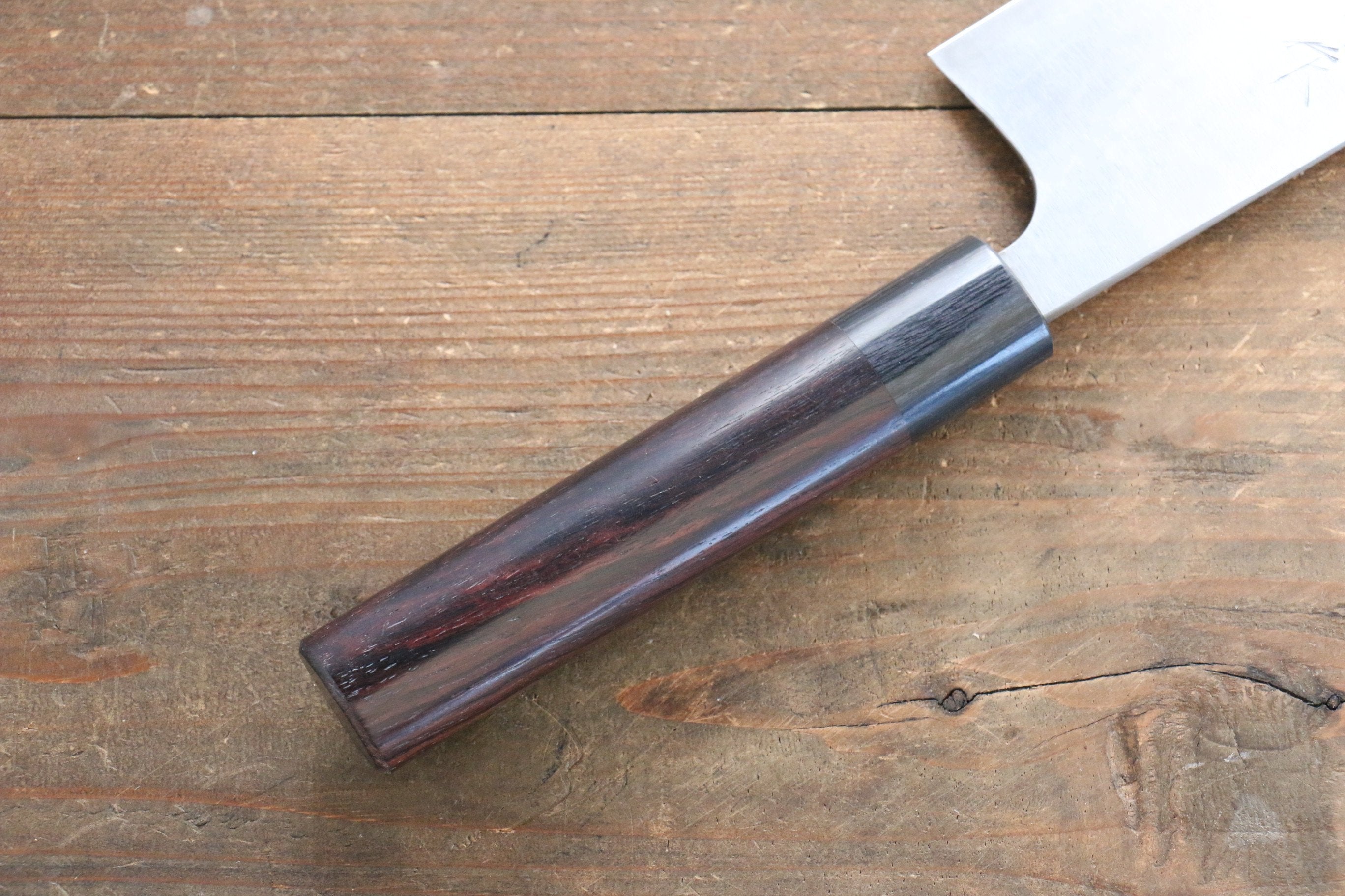 Shungo Ogata White Steel No.2 Damascus Nakiri 165mm Shitan Handle - Japanny - Best Japanese Knife