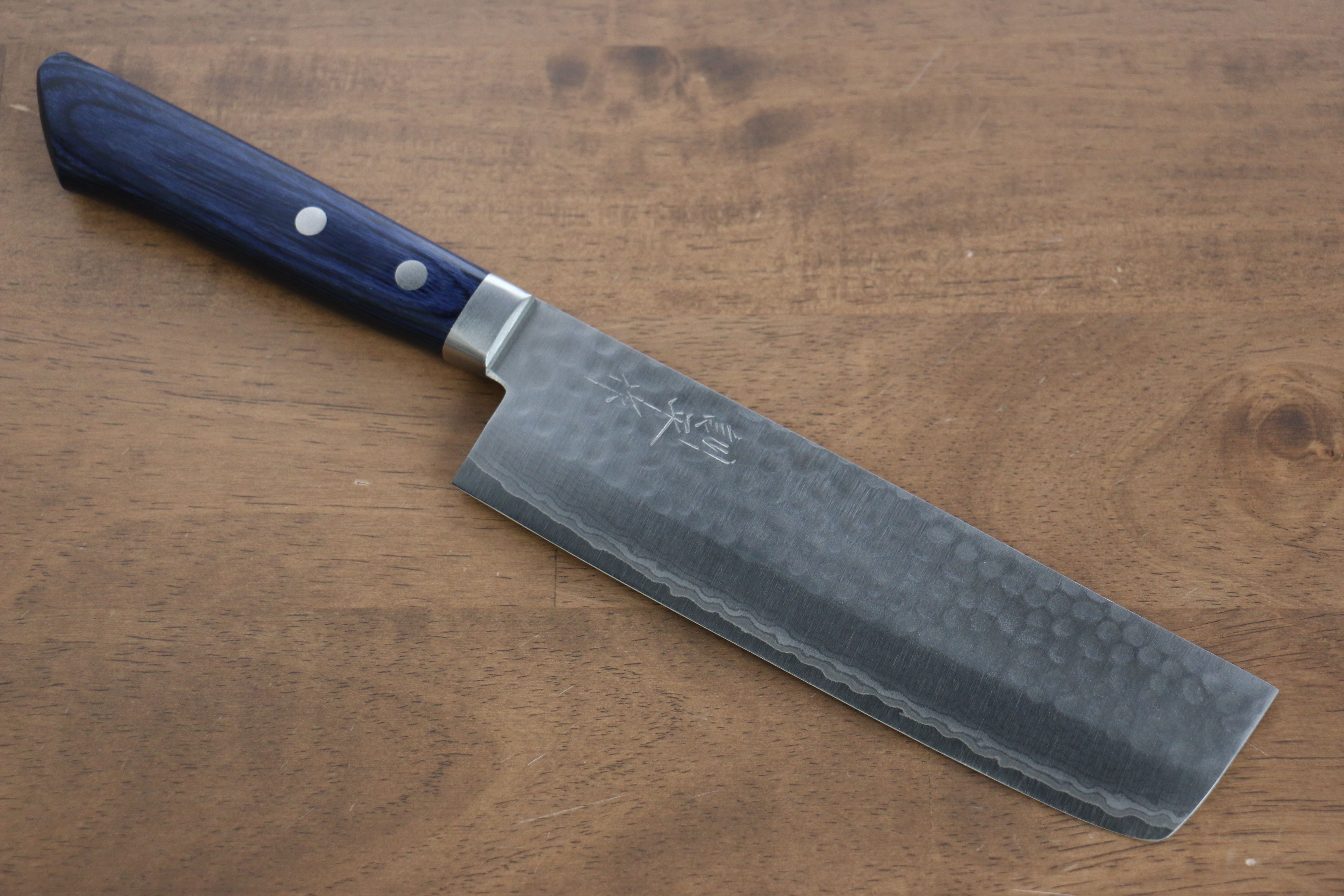 Kunihira Kokuryu VG10 Hammered Usuba 165mm Blue Pakka wood Handle - Japanny - Best Japanese Knife