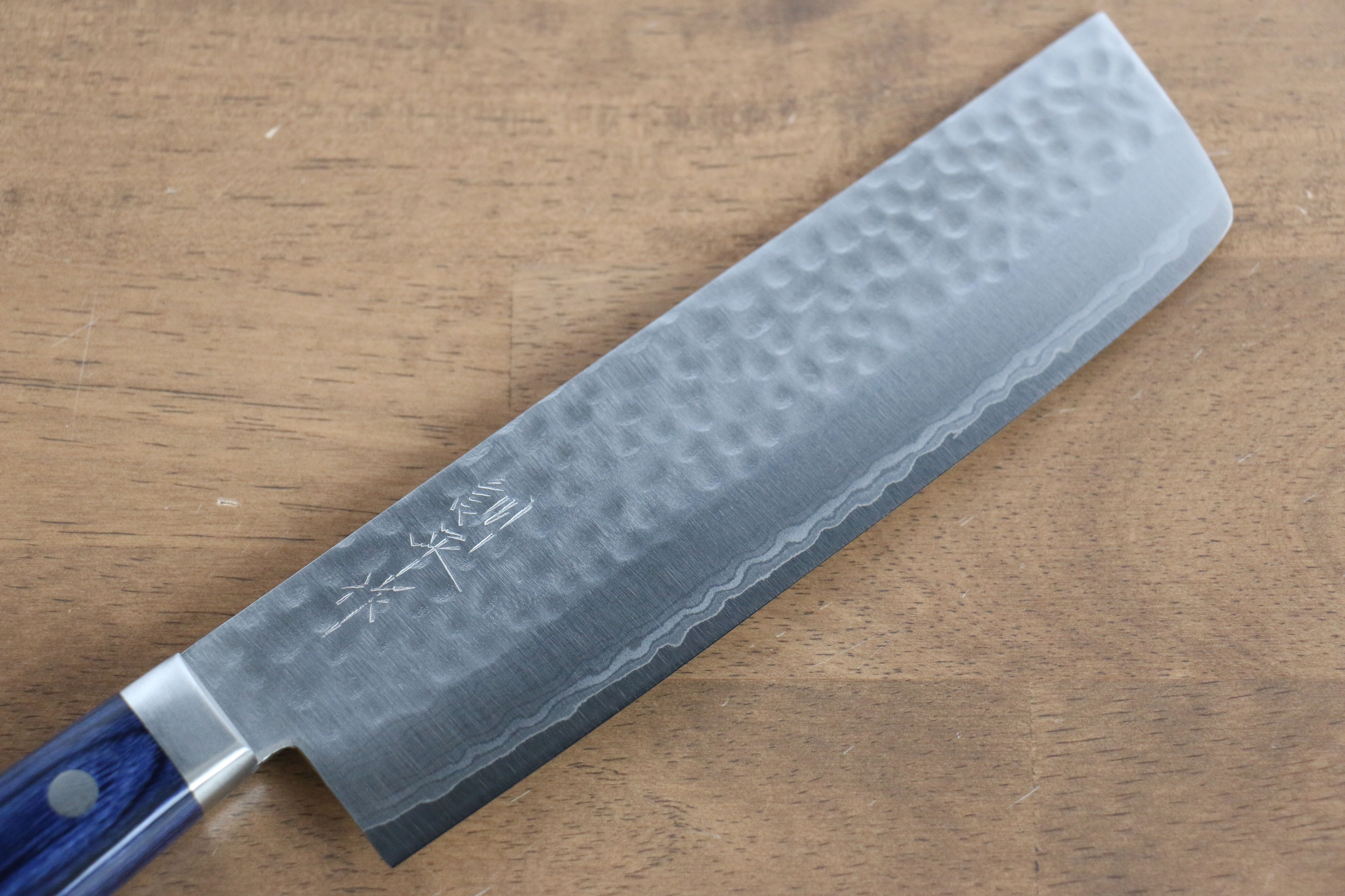 Kunihira Kokuryu VG10 Hammered Usuba 165mm Blue Pakka wood Handle - Japanny - Best Japanese Knife