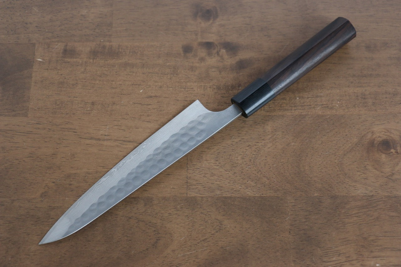 Nao Yamamoto SRS13 Damascus Hammered(Maru) Petty-Utility 160mm Shitan Handle - Japanny - Best Japanese Knife