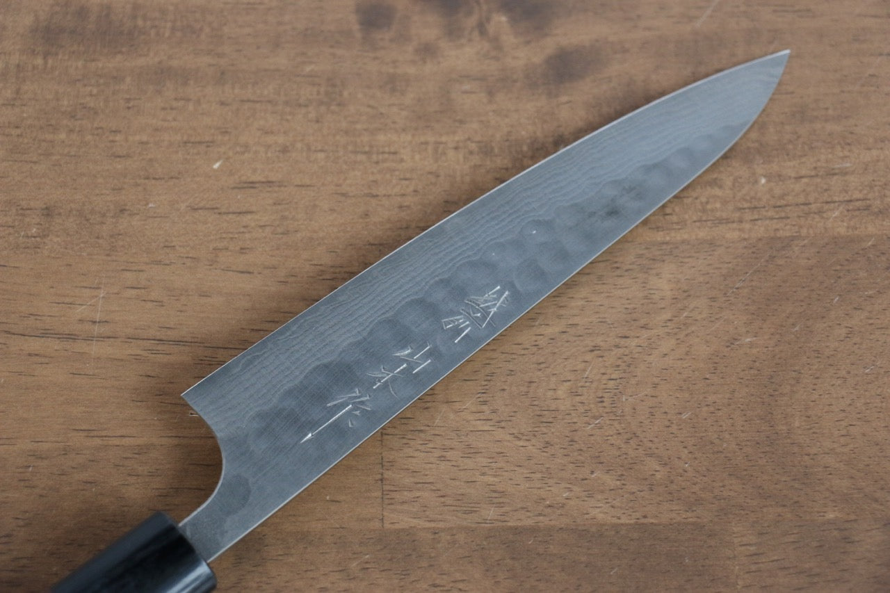 Nao Yamamoto SRS13 Damascus Hammered(Maru) Petty-Utility 160mm Shitan Handle - Japanny - Best Japanese Knife