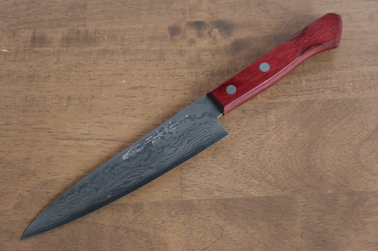 Nao Yamamoto VG10 Damascus Petty-Utility 150mm Red Pakka wood Handle - Japanny - Best Japanese Knife