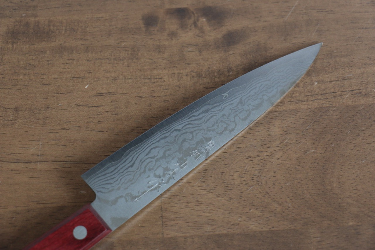 Nao Yamamoto VG10 Damascus Petty-Utility 150mm Red Pakka wood Handle - Japanny - Best Japanese Knife