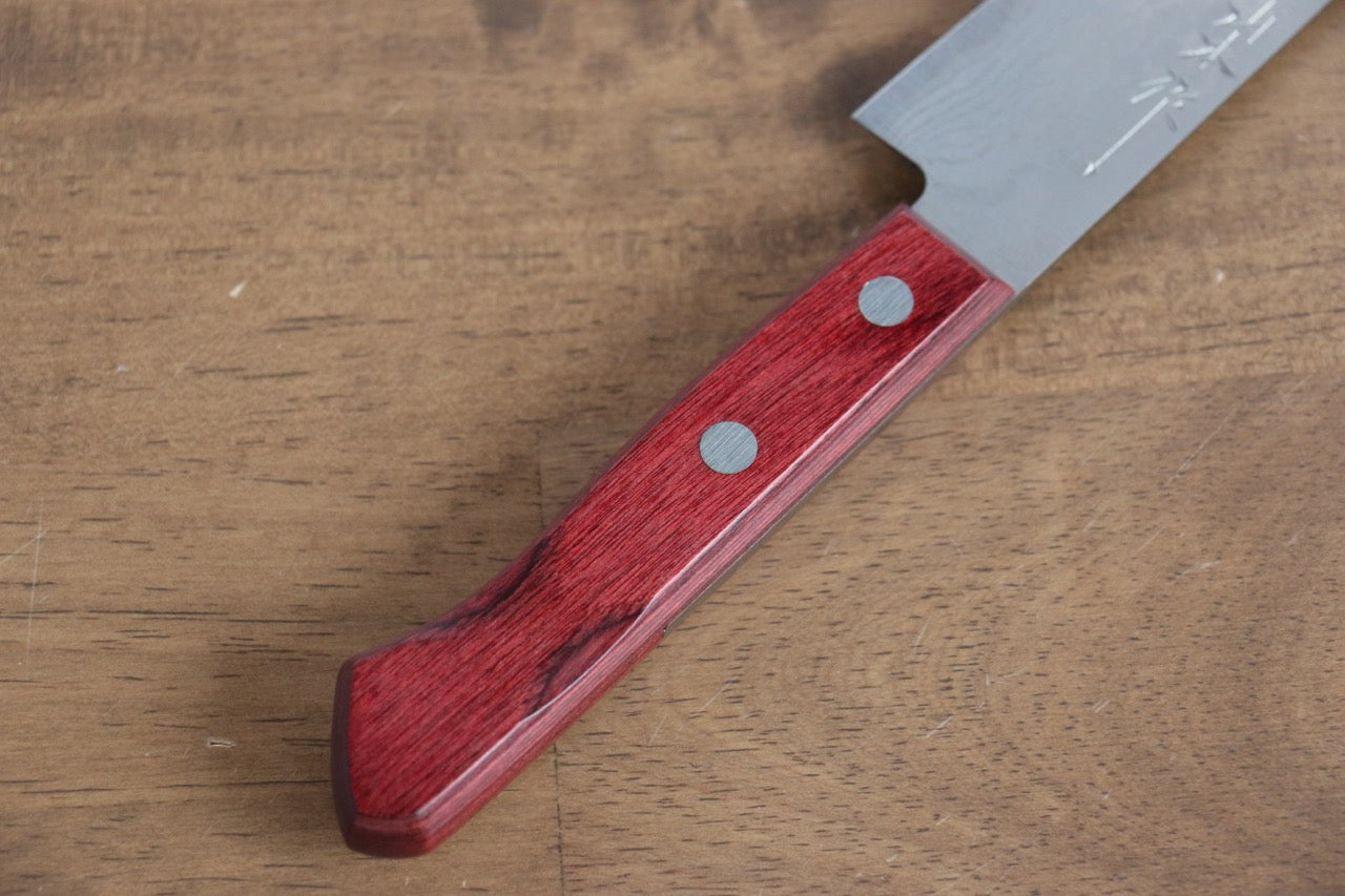 Nao Yamamoto VG10 Damascus Petty-Utility 150mm Red Pakka wood Handle - Japanny - Best Japanese Knife