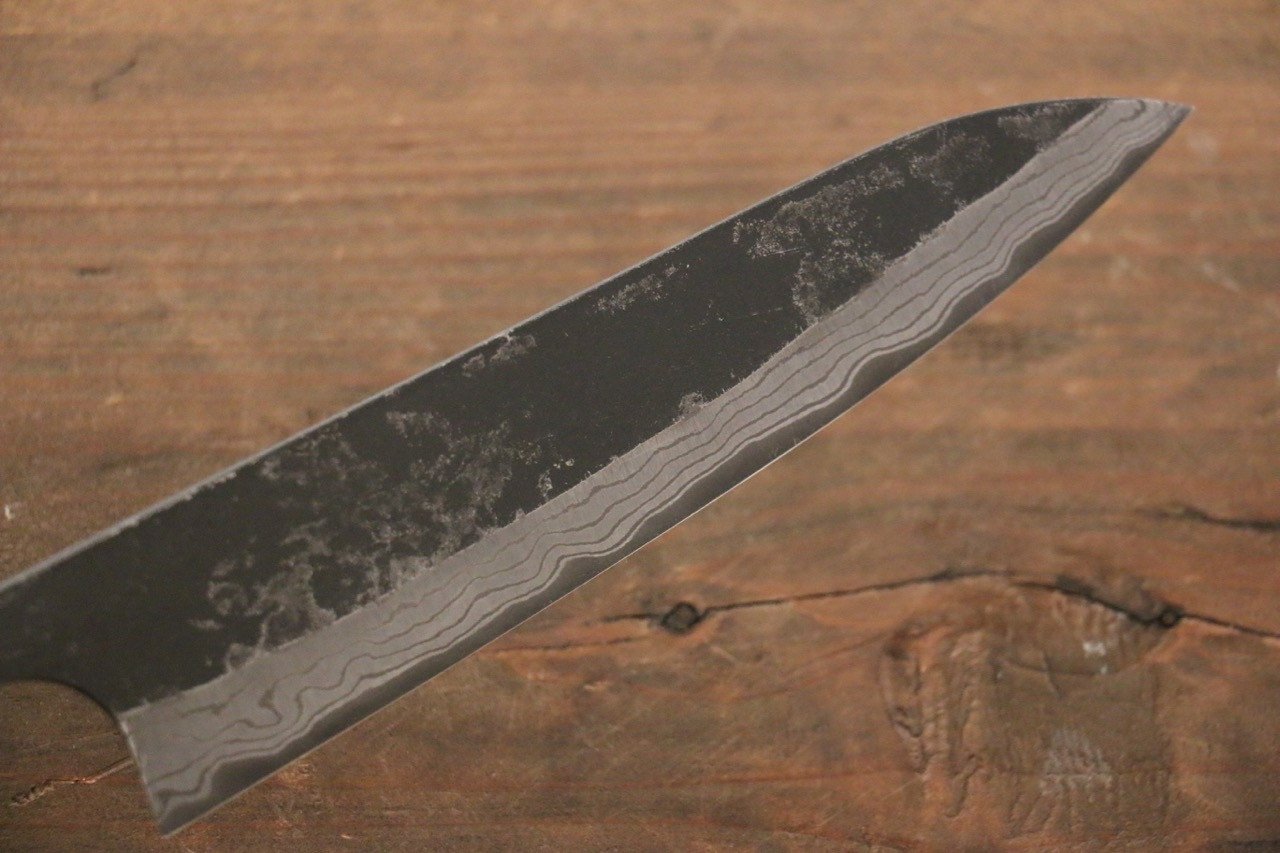 Shungo Ogata White Steel No.2 Kurouchi Damascus Petty-Utility 150mm Shitan Handle - Japanny - Best Japanese Knife