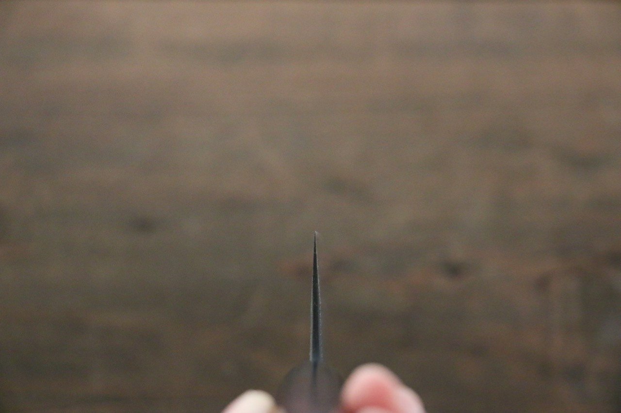 Shungo Ogata White Steel No.2 Kurouchi Damascus Santoku 180mm Shitan Handle - Japanny - Best Japanese Knife