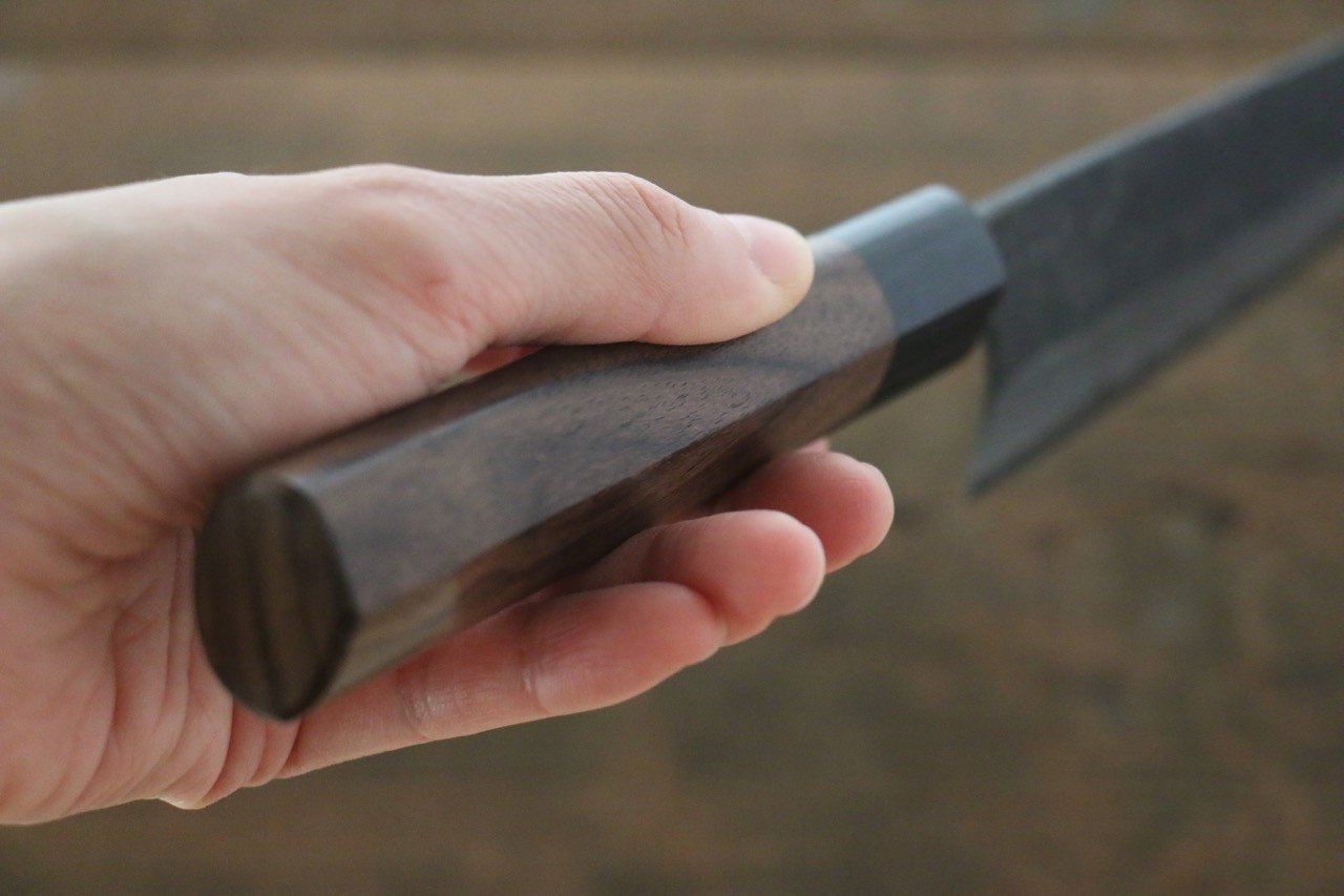 Shungo Ogata White Steel No.2 Kurouchi Damascus Gyuto 210mm Shitan Handle - Japanny - Best Japanese Knife