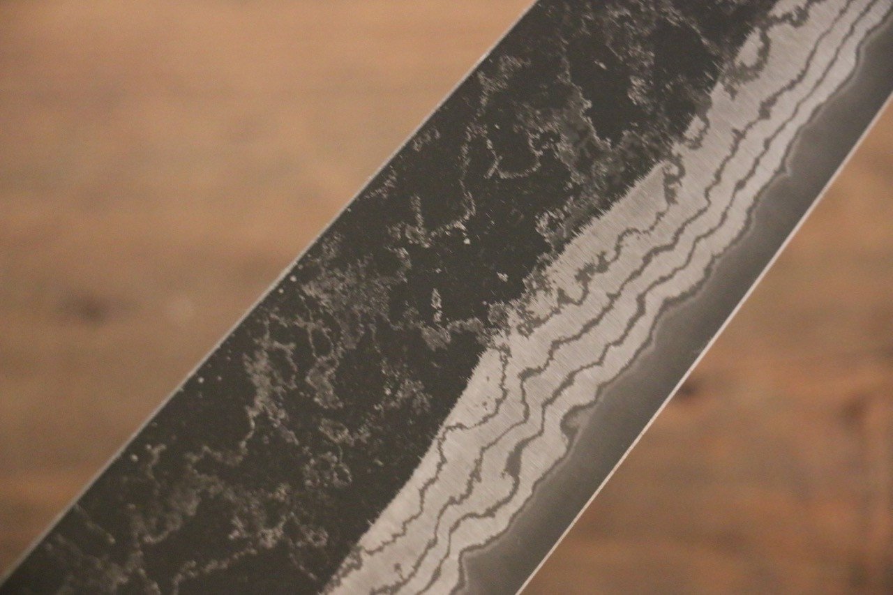 Shungo Ogata White Steel No.2 Kurouchi Damascus Gyuto 240mm Shitan Handle - Japanny - Best Japanese Knife