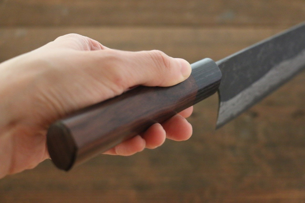 Shungo Ogata White Steel No.2 Kurouchi Damascus Gyuto 240mm Shitan Handle - Japanny - Best Japanese Knife