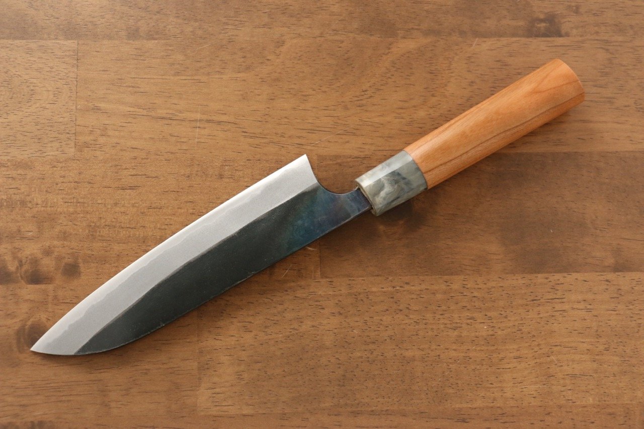 Masakage Masakage Mizu Blue Steel No.2 Black Finished Santoku 165mm with American Cherry Handle - Japanny - Best Japanese Knife